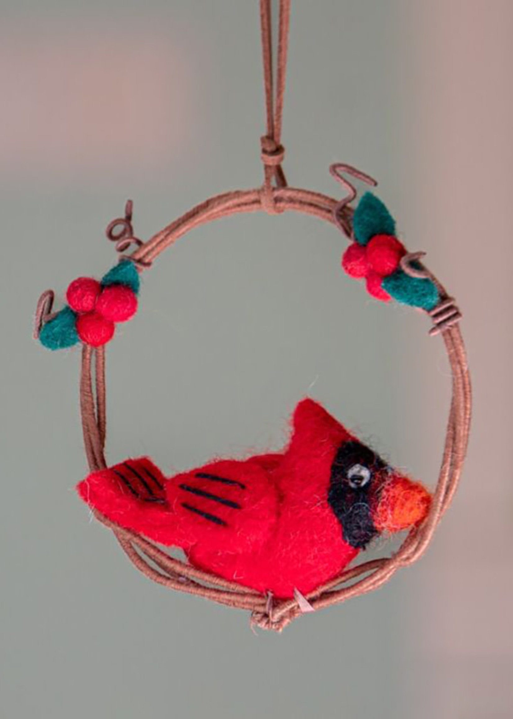 dZi FINAL SALE - Mini Wreath Cardinal Ornament