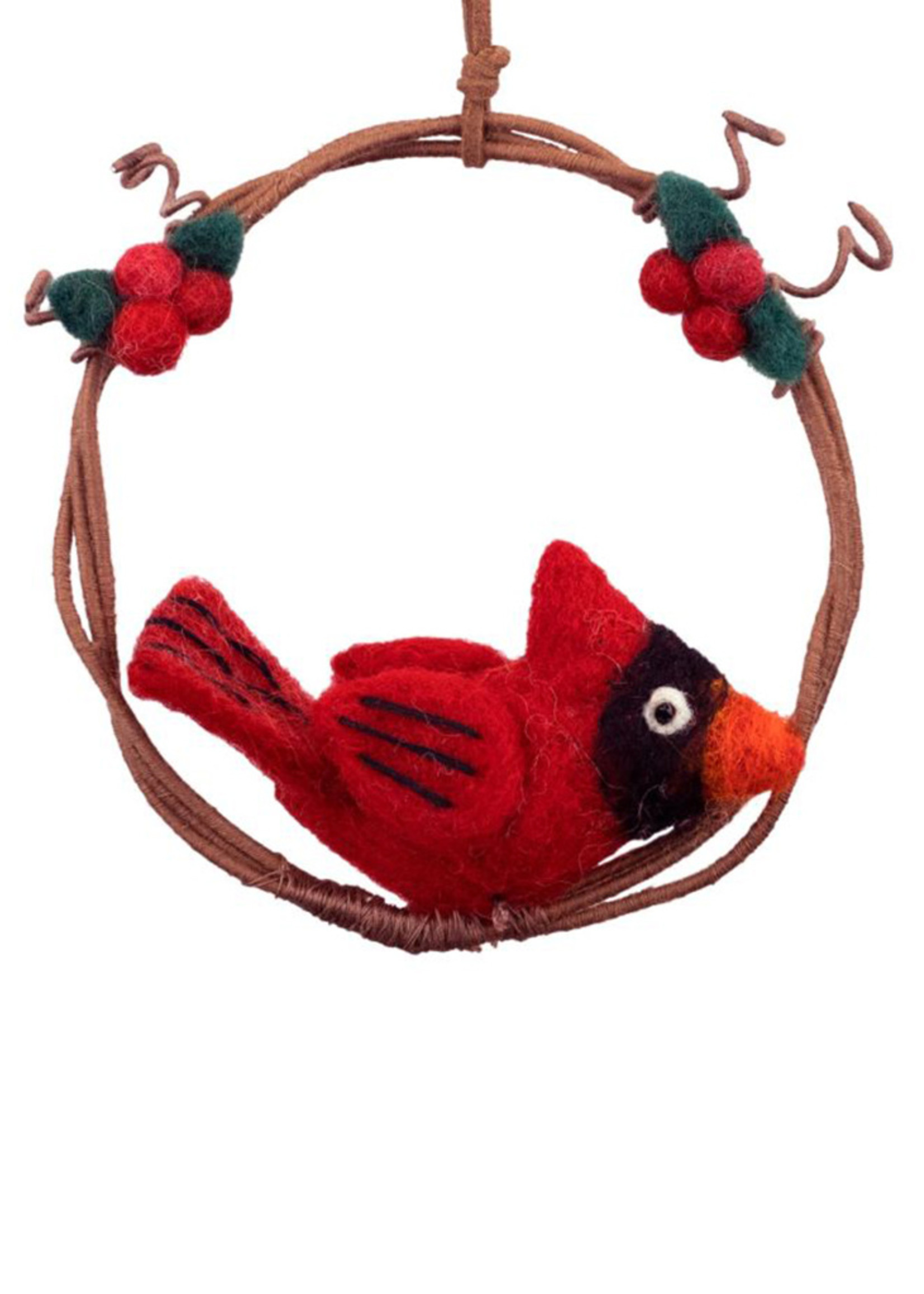 dZi FINAL SALE - Mini Wreath Cardinal Ornament