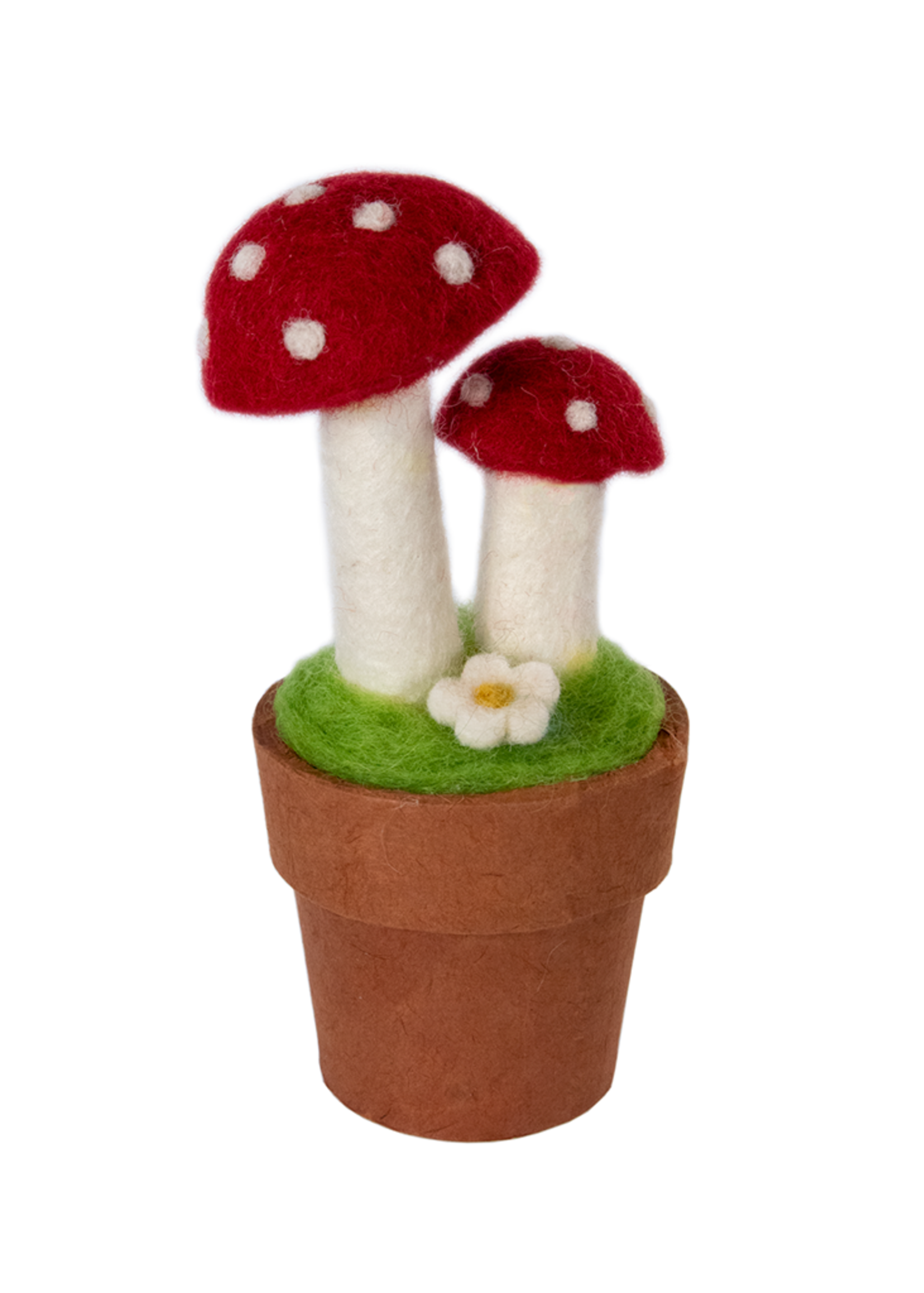 dZi Red Twin Fairy Mushroom Potted Plant