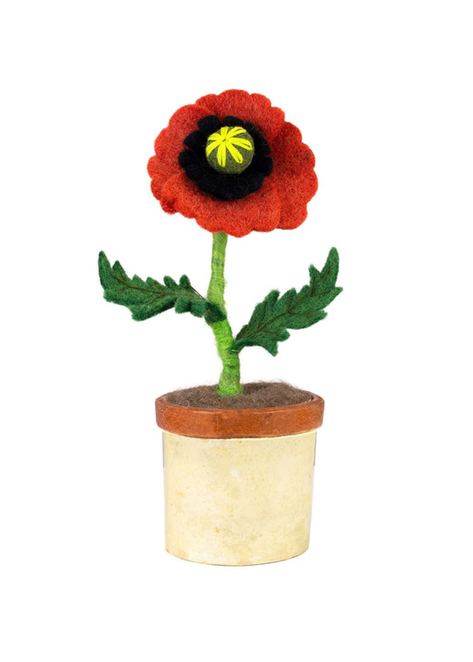 dZi Potted Felt Poppy Flower