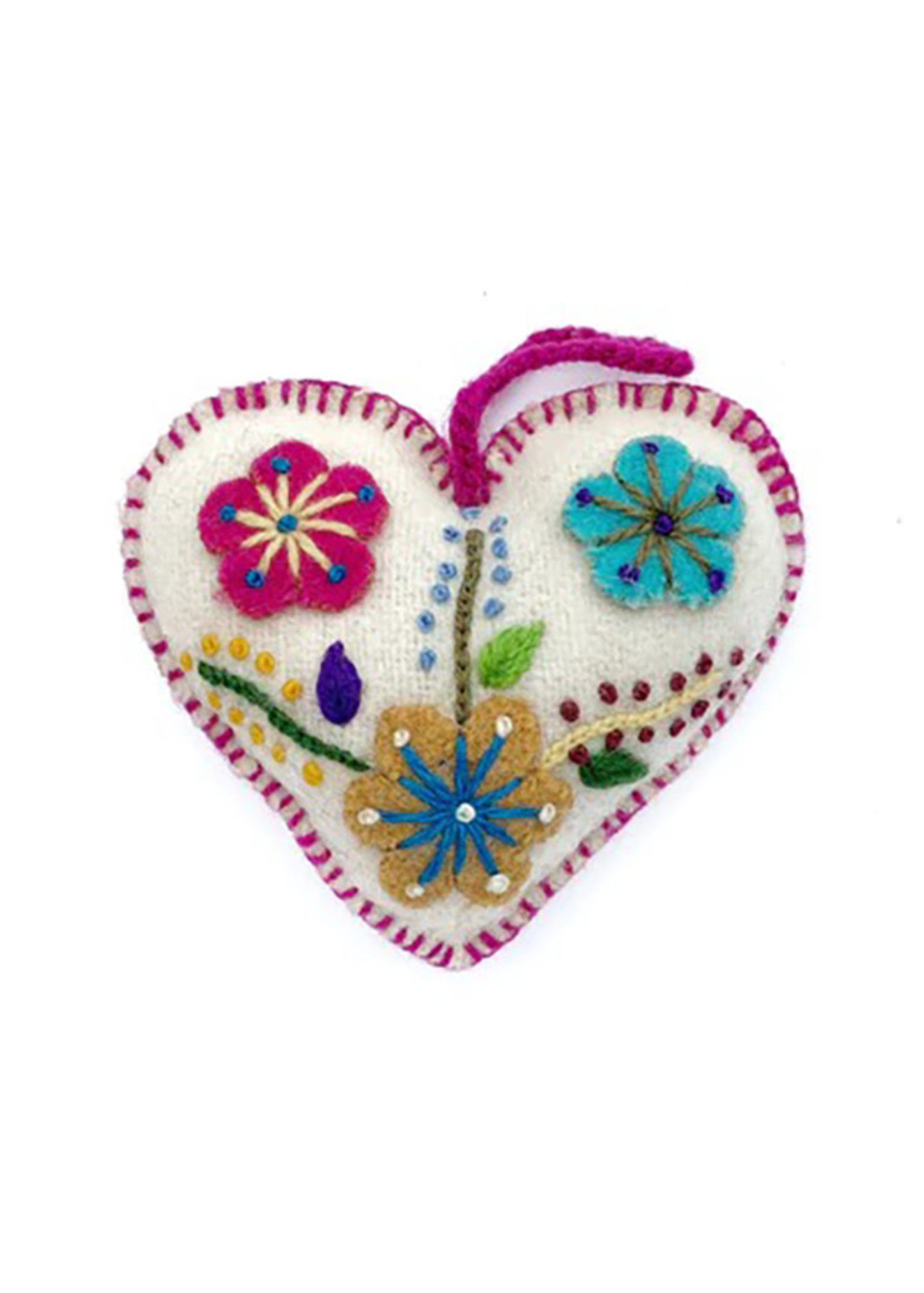 Colorful Flower Heart Ornament