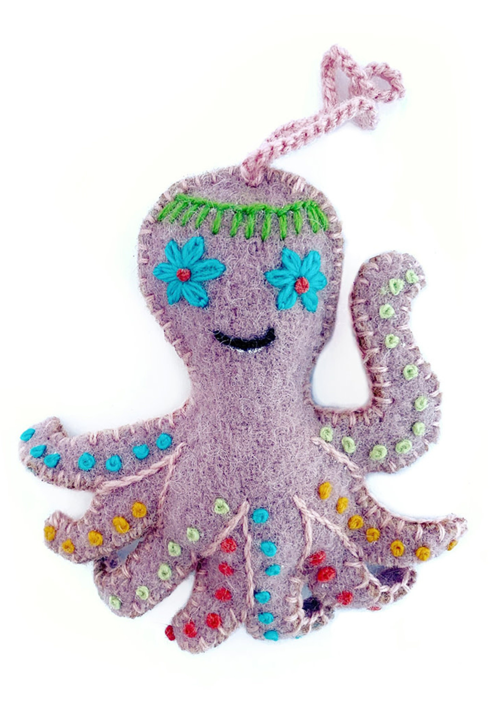 Ornaments 4 Orphans Wool Octopus Embroidered Ornament