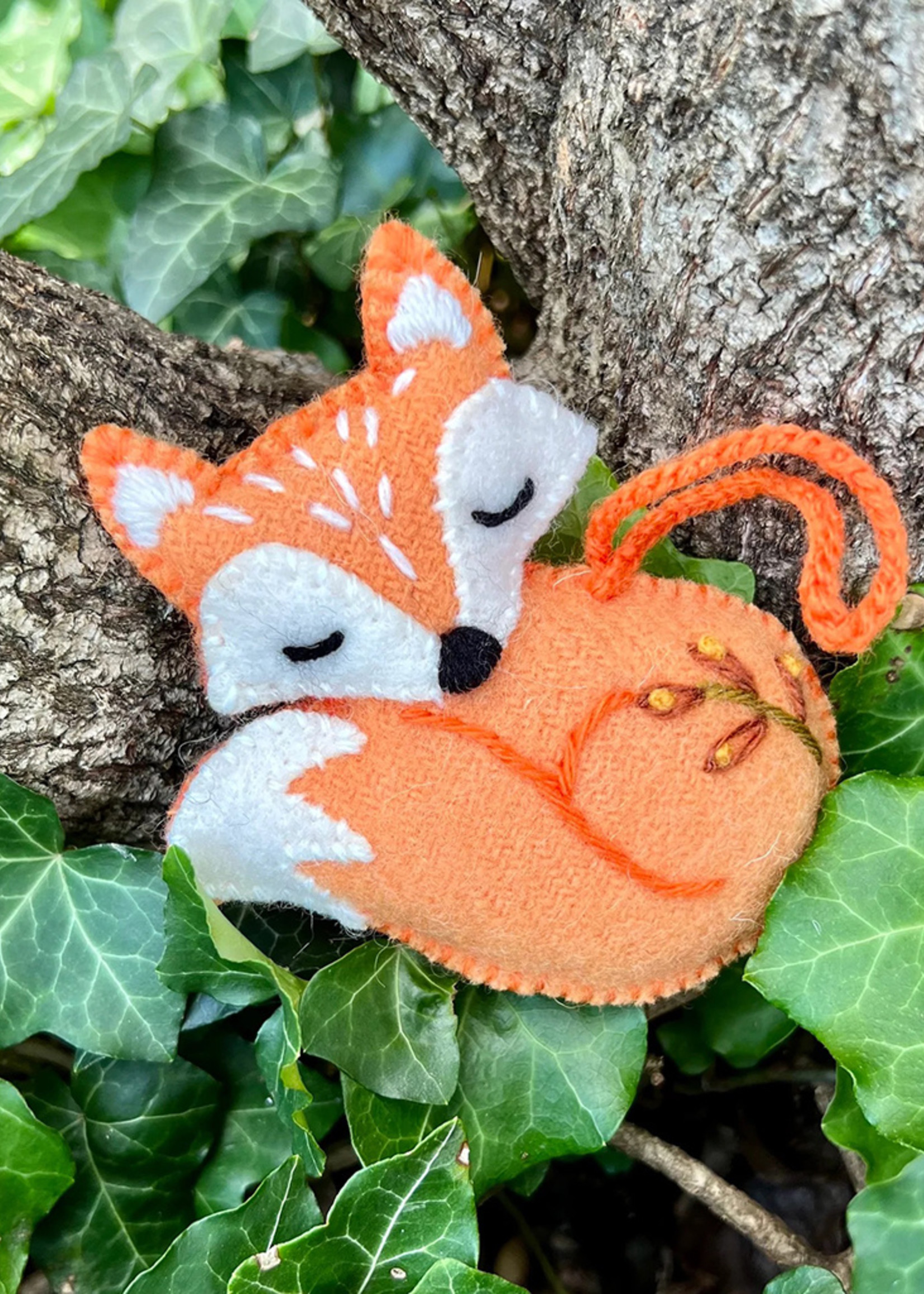 Felt Sleeping Fox Ornament