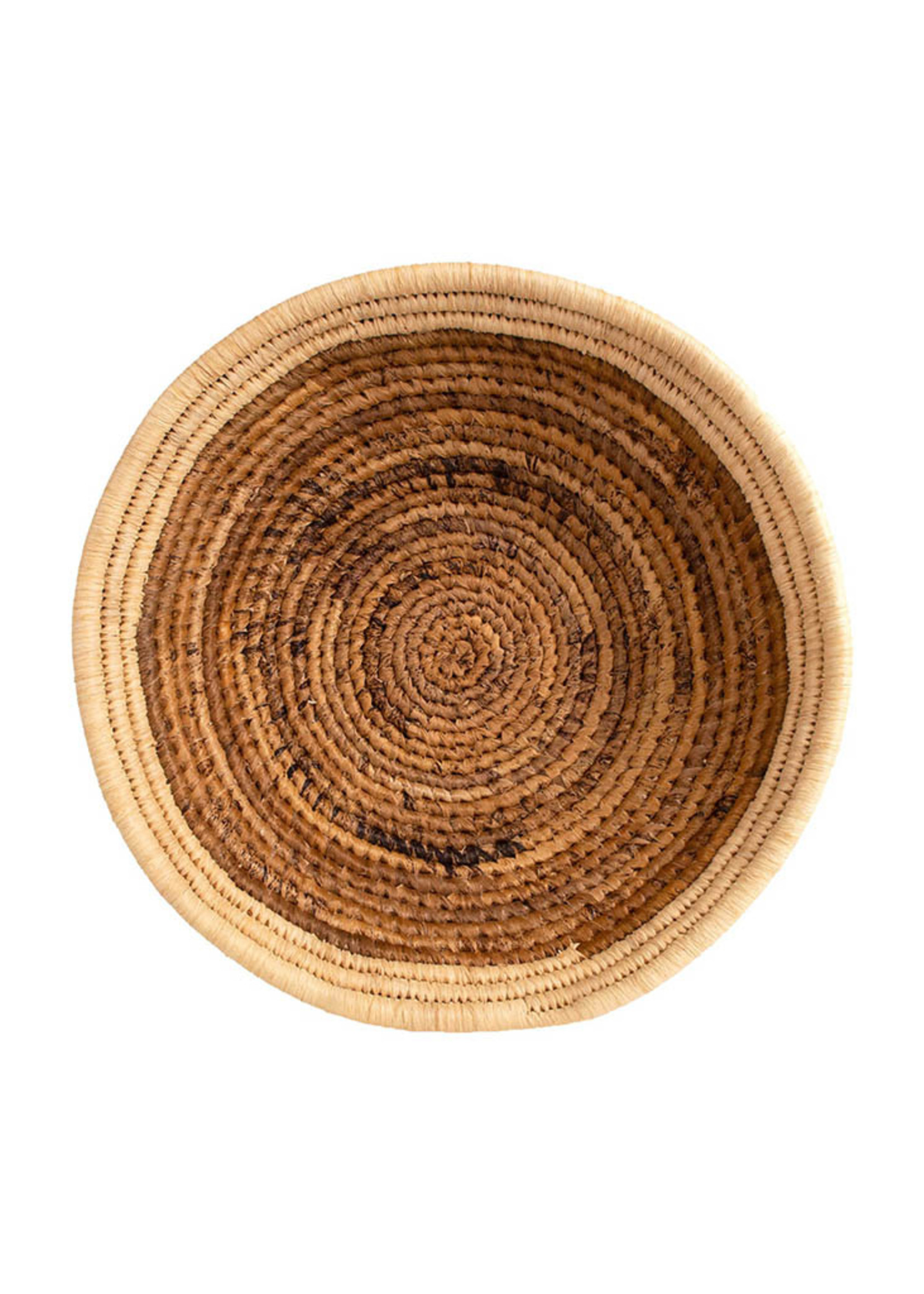 Kazi 15" Sand Woven Raffia & Banana Bark Bowl Basket