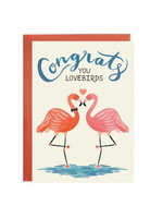 Lovebird Flamingo Wedding Card
