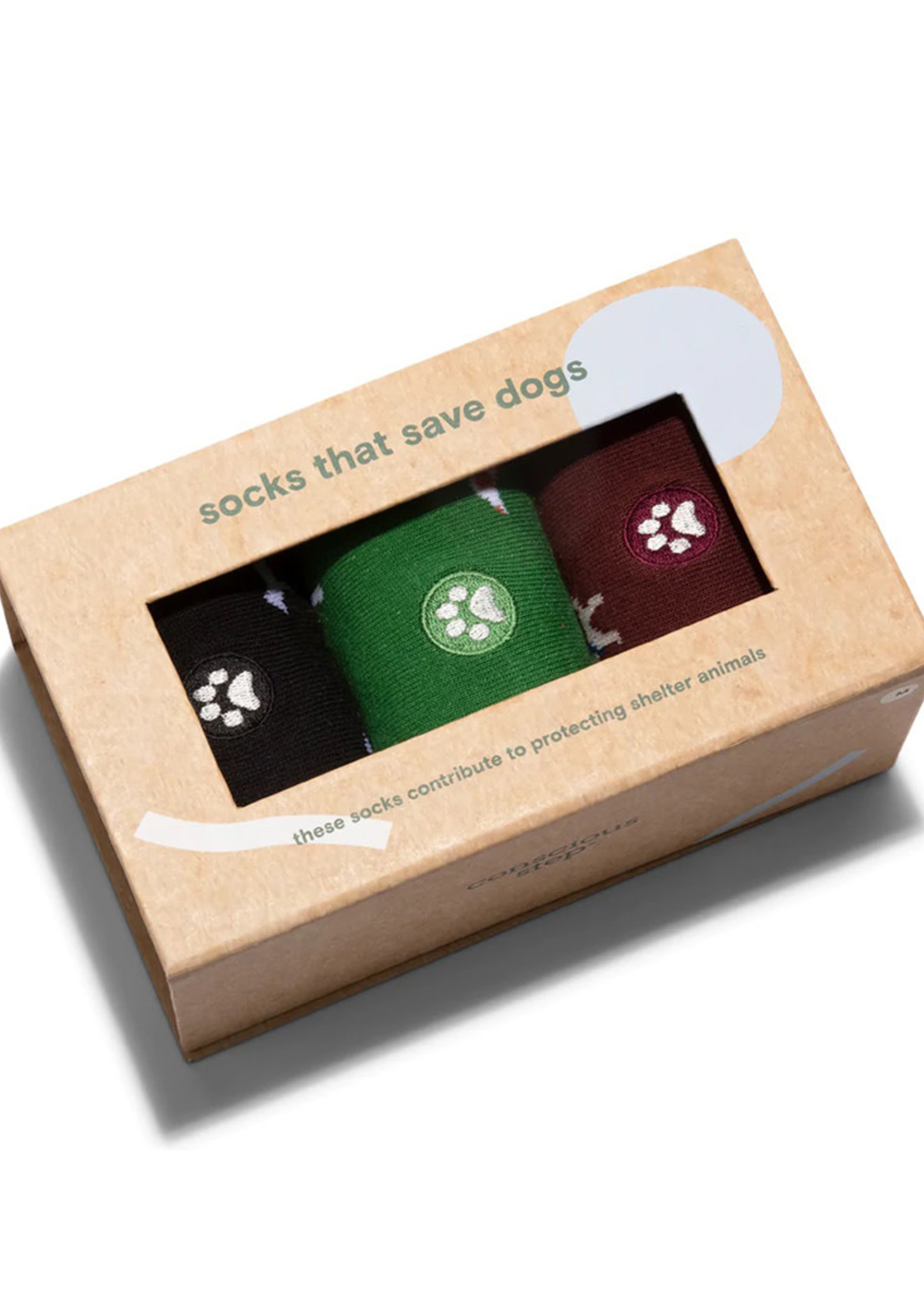 Conscious Step Women's Box Socks That Save Dogs [Black, Green, Red]