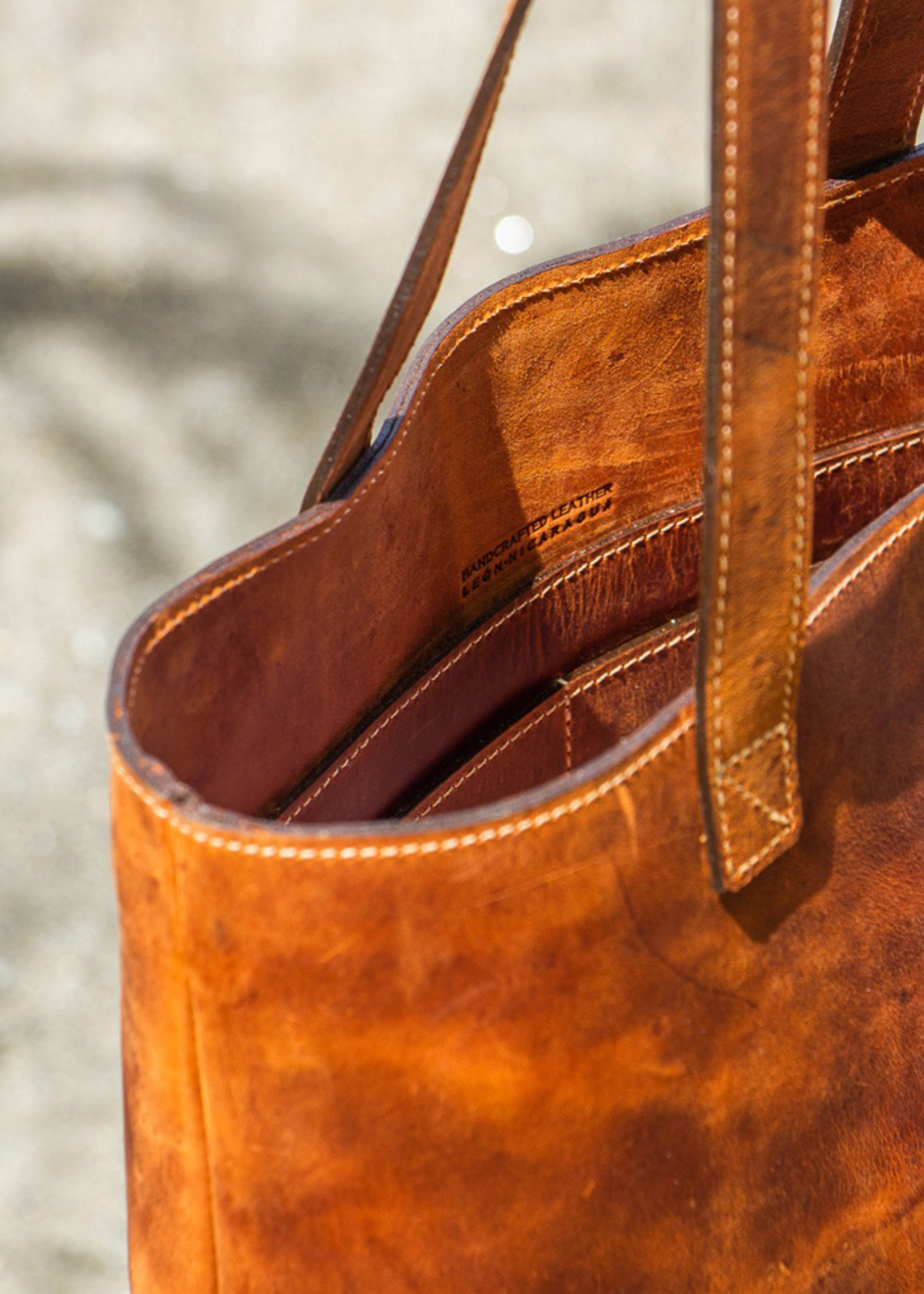 brown suede tote bag