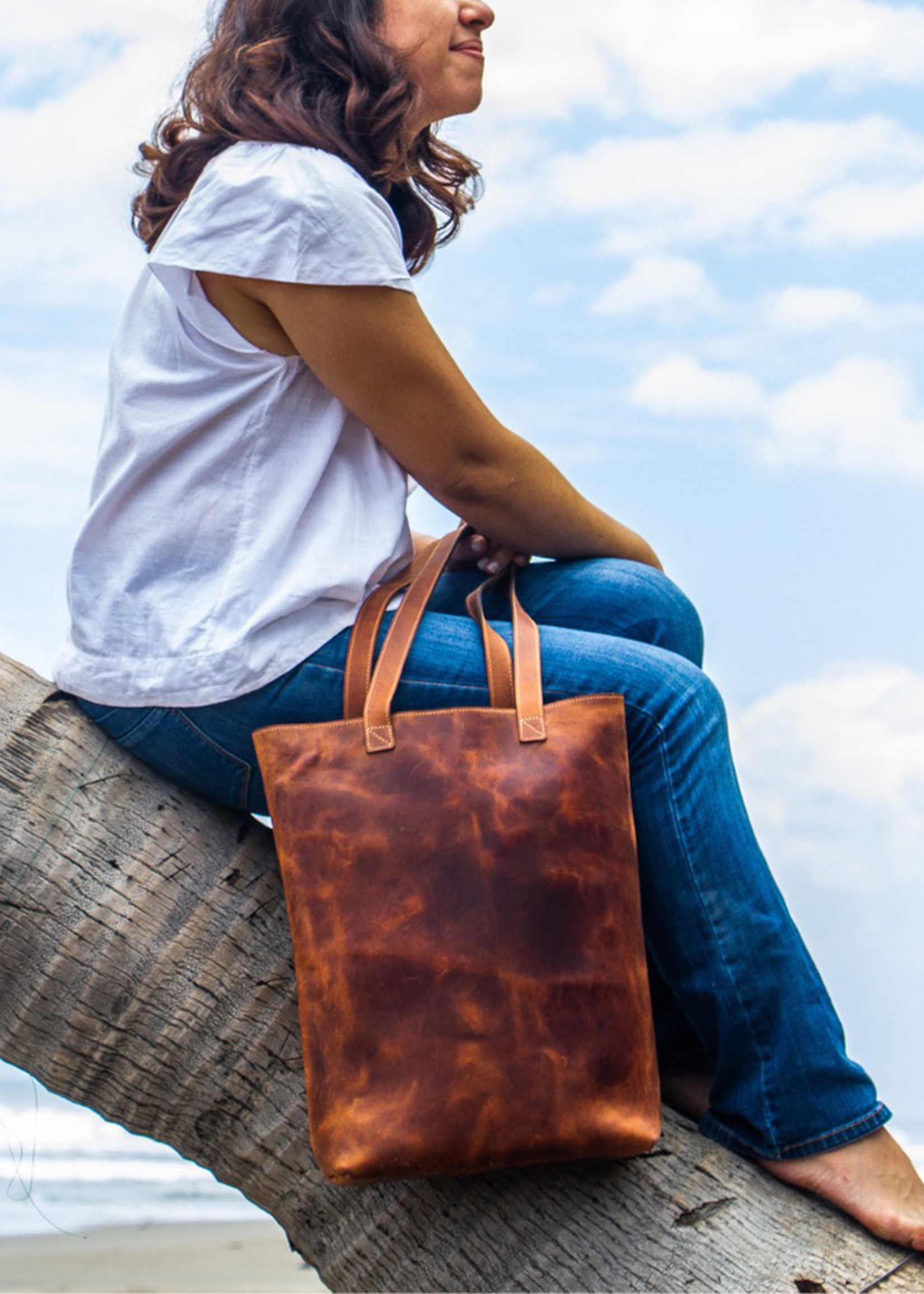 Perfect in Leather Tote Bag - Saddle Brown