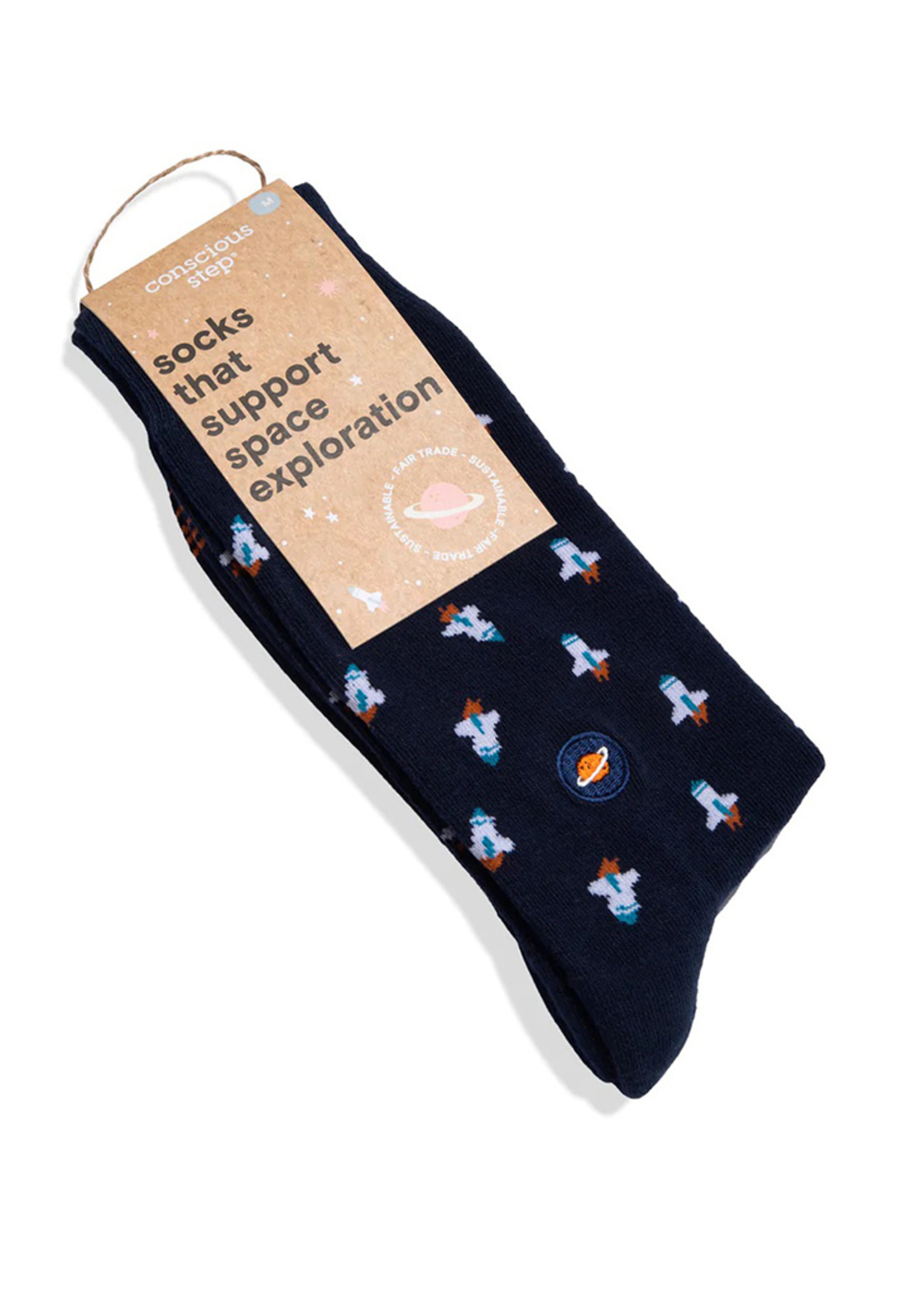 Conscious Step Women's Rocket Ship Socks that Support Space Explore