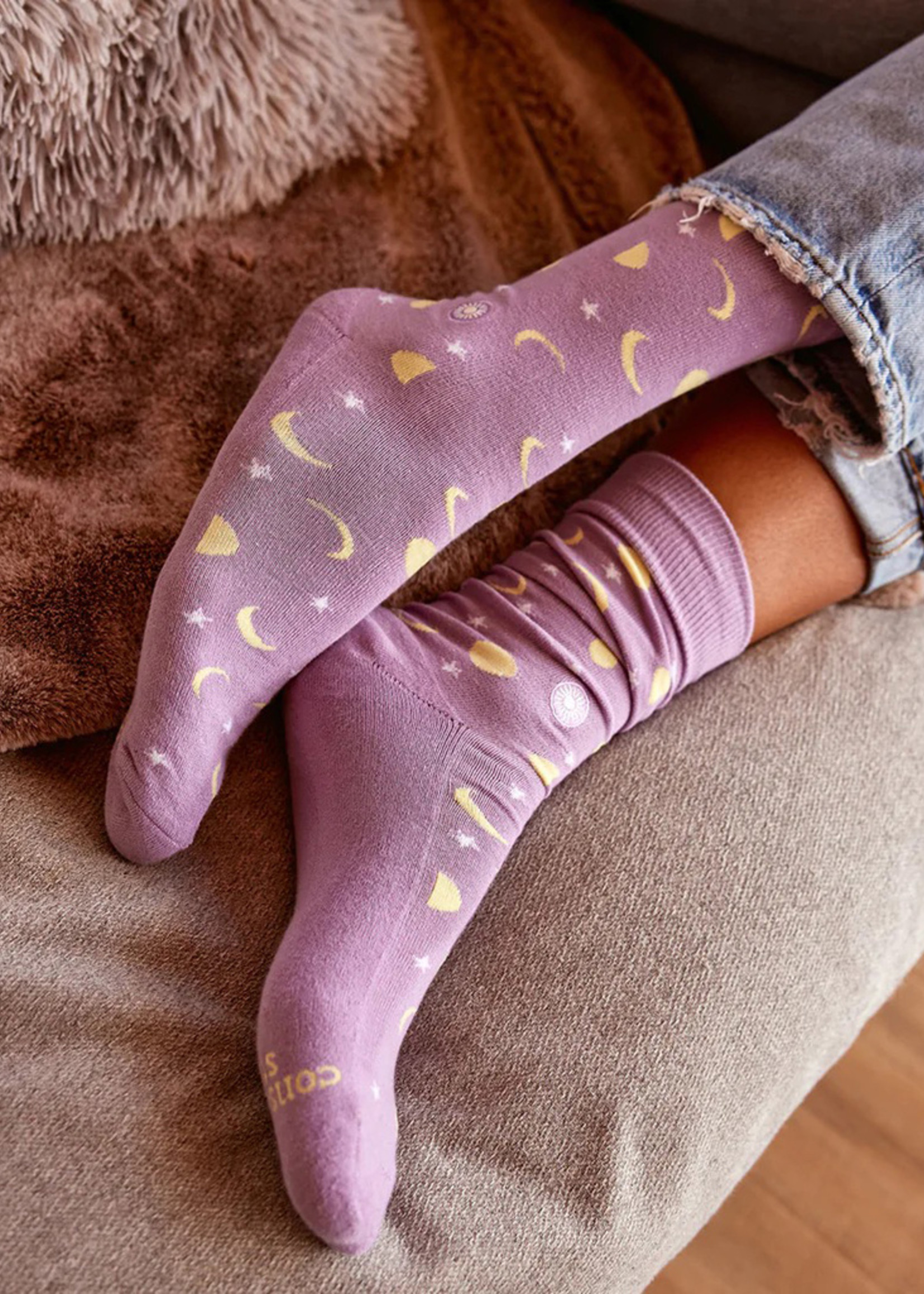 Conscious Step Women's Magical Moon Socks that Support Mental Health