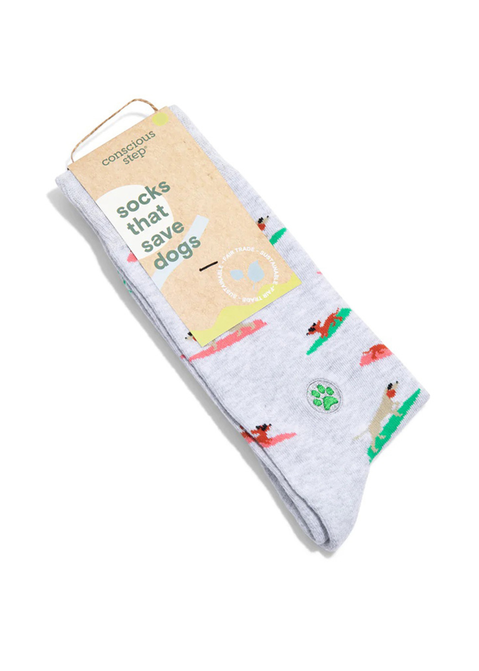 Conscious Step Men's Surfing Dog Socks