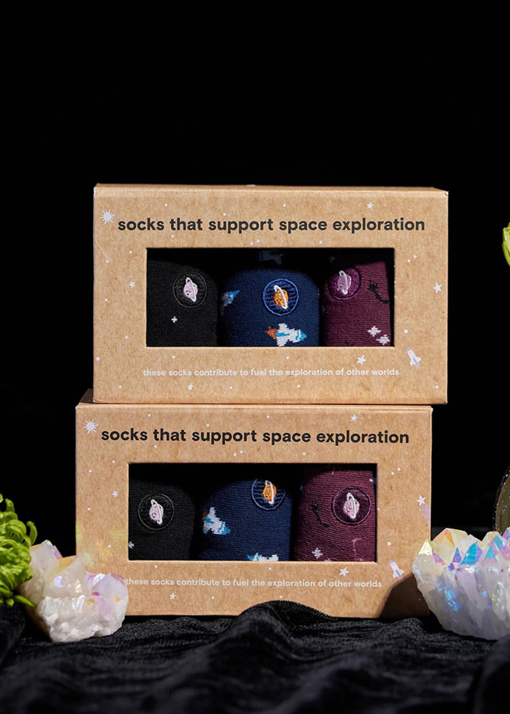 Conscious Step Men's Sock Box that Support Space Explore