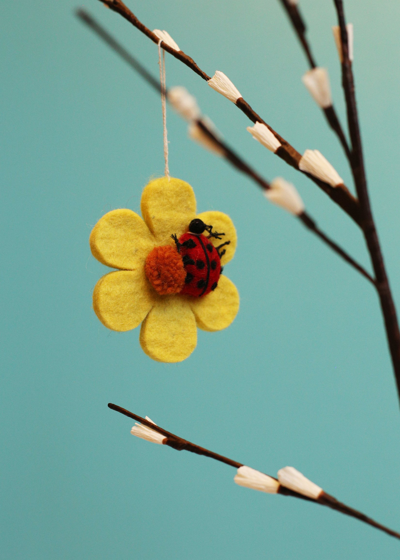 dZi Ladybug Bloom Felt Ornament