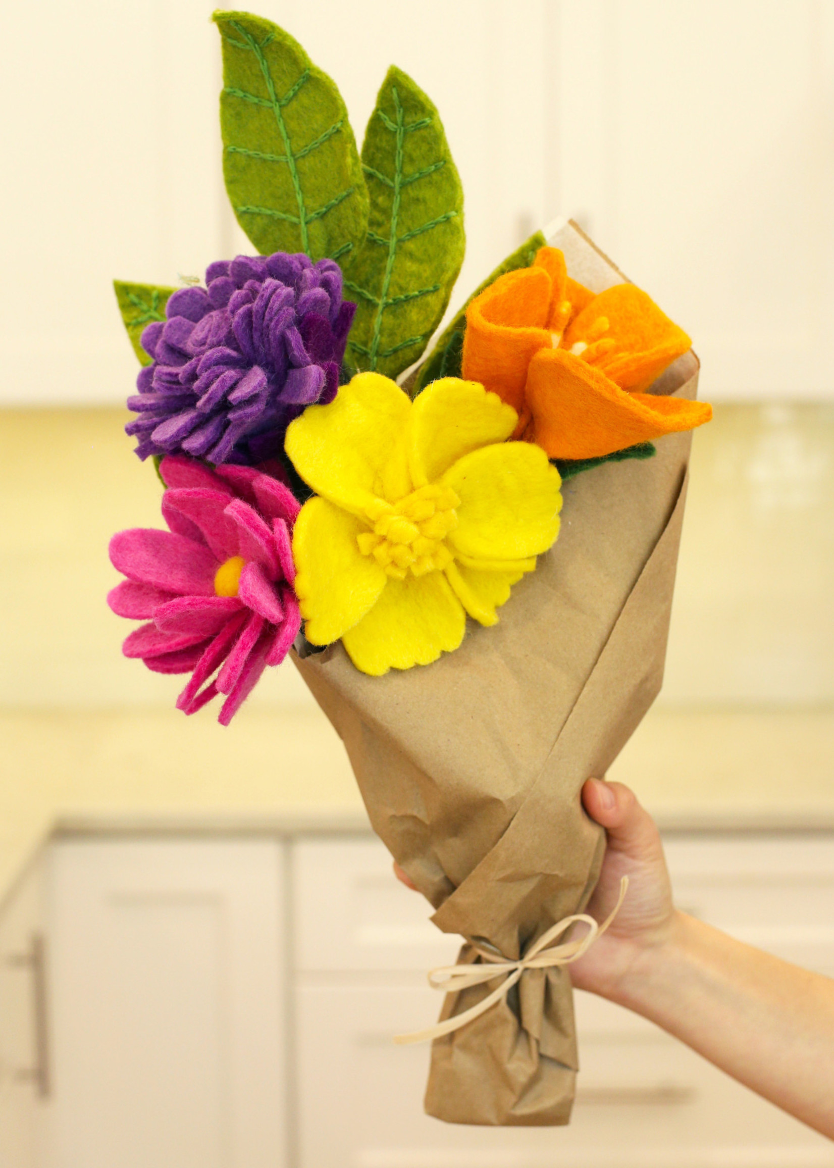 Global Goods Partners Bright Spring Felt Flower Bouquet