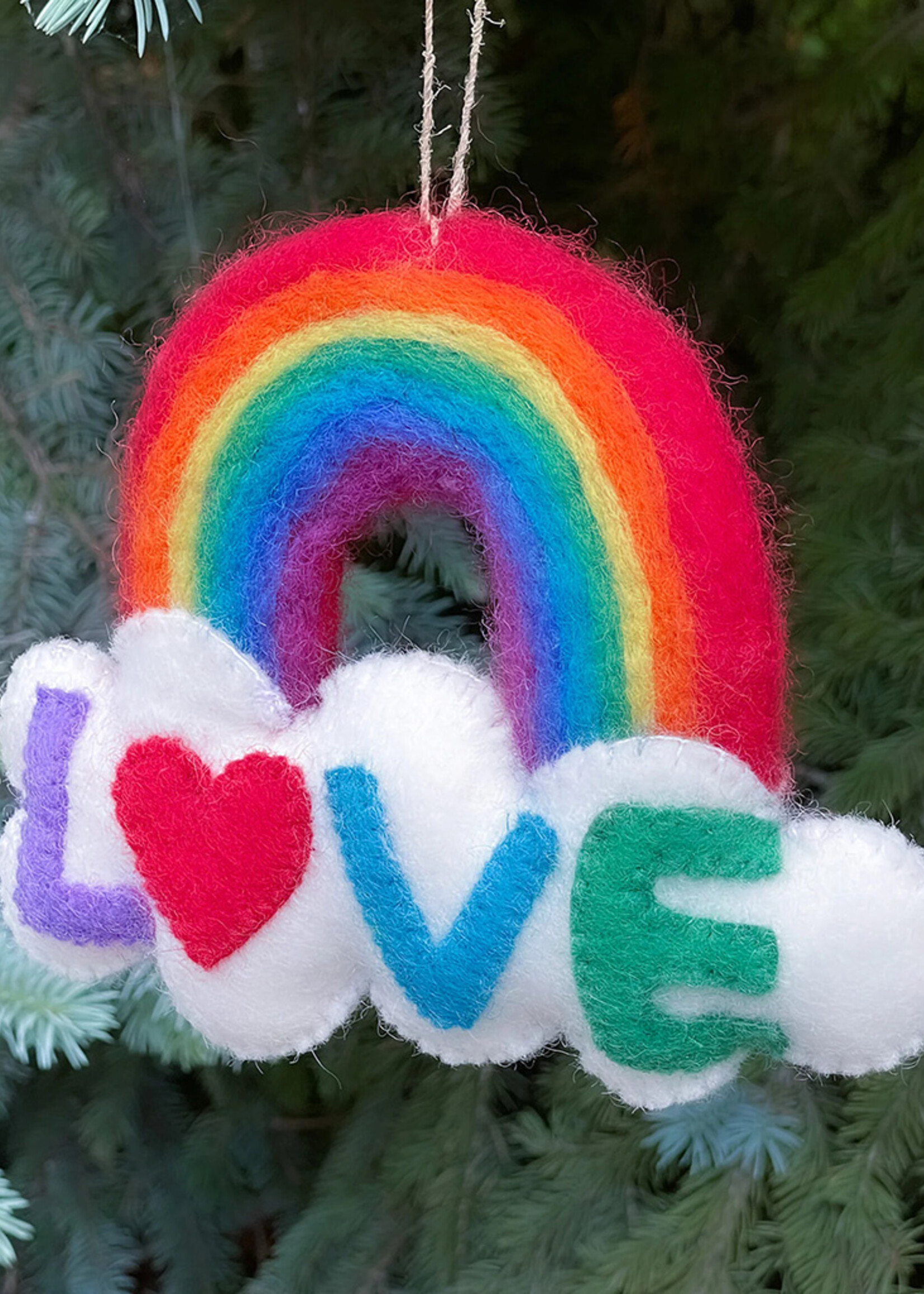 Felt Rainbow Love Cloud Ornament