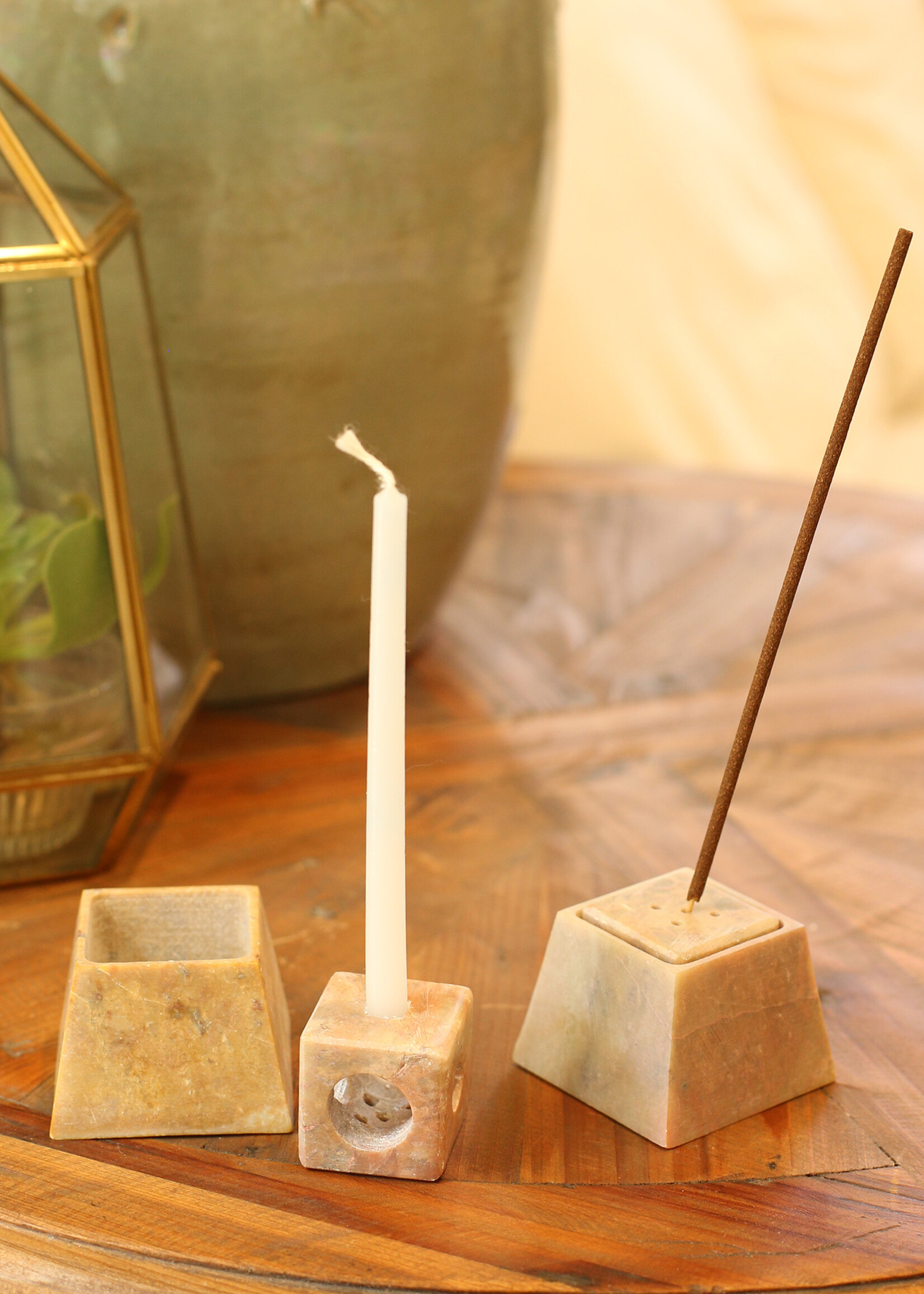 Natural Habitat Adjustable Soapstone Candleholder