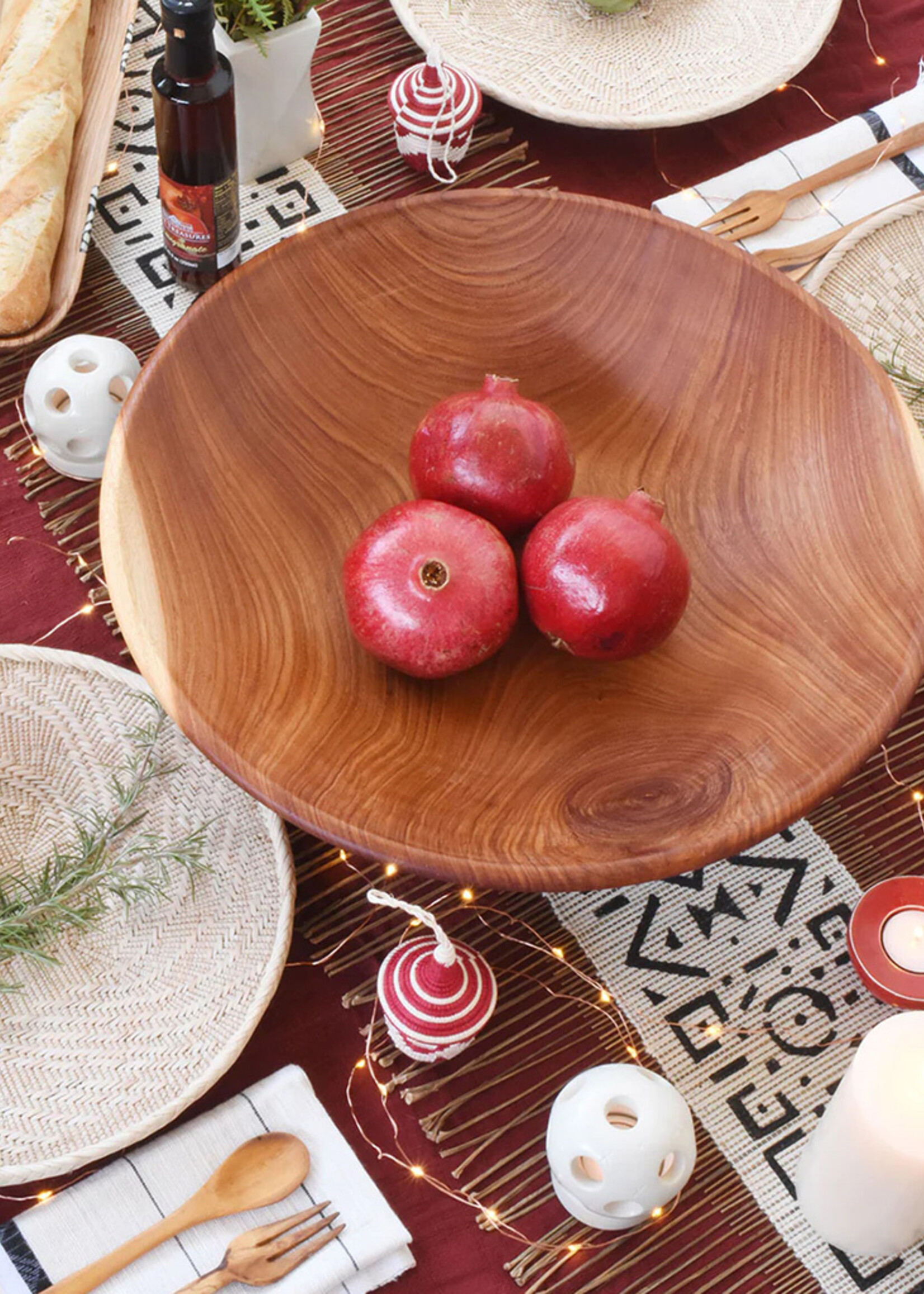 African Modern 17-18in Mahogany Wood Bowl