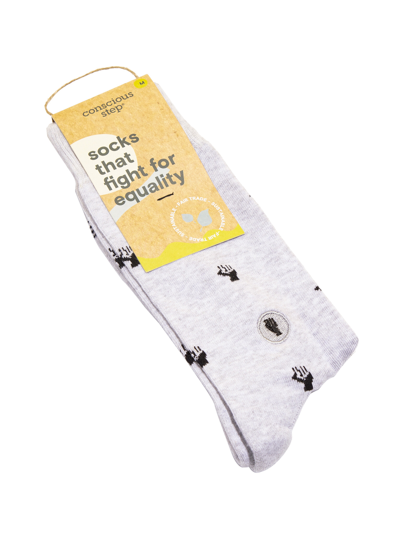 Conscious Step Men's Fists Socks That Fight for Equality [Gray]