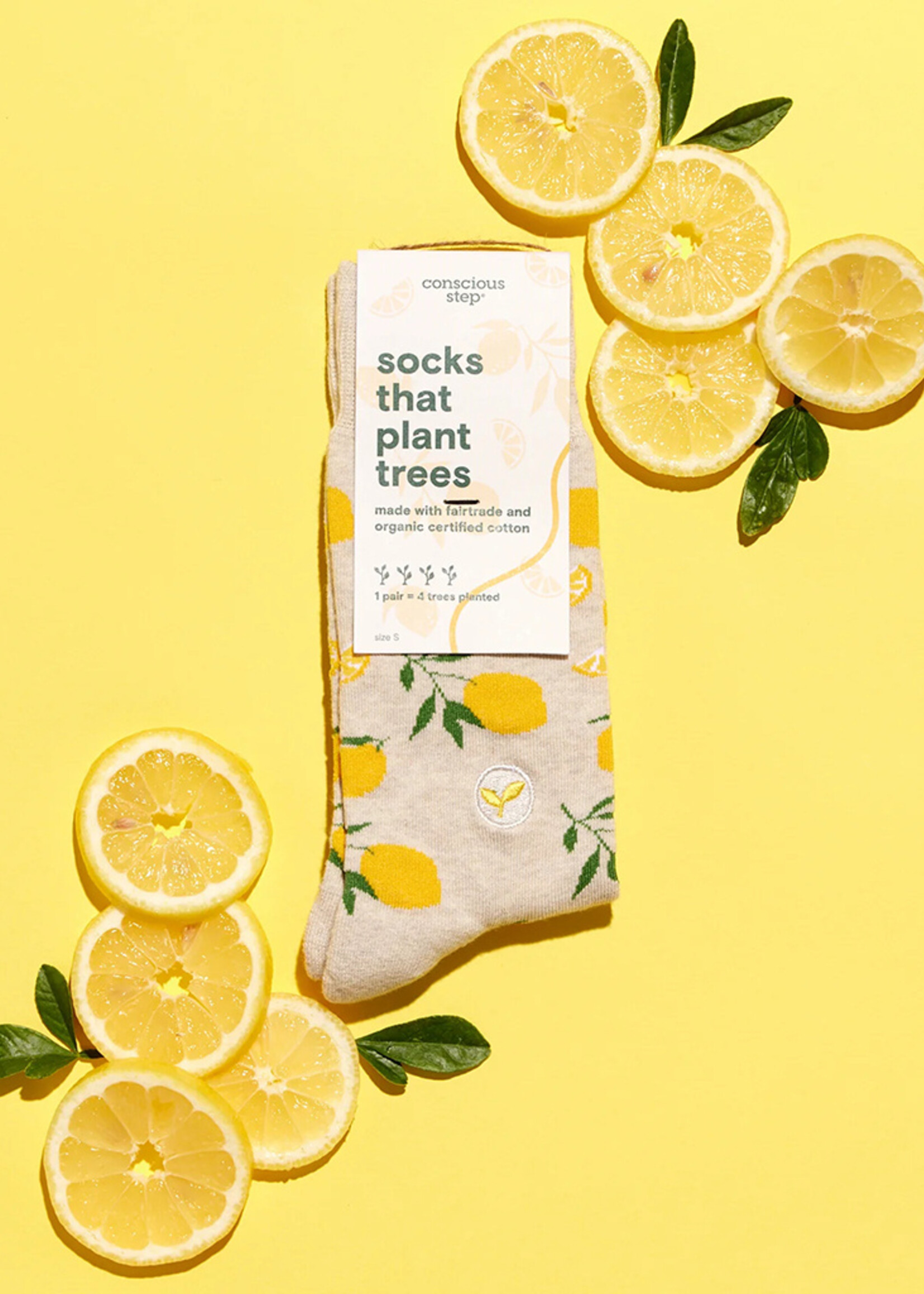Conscious Step Men's Lemon Socks that Plant Trees