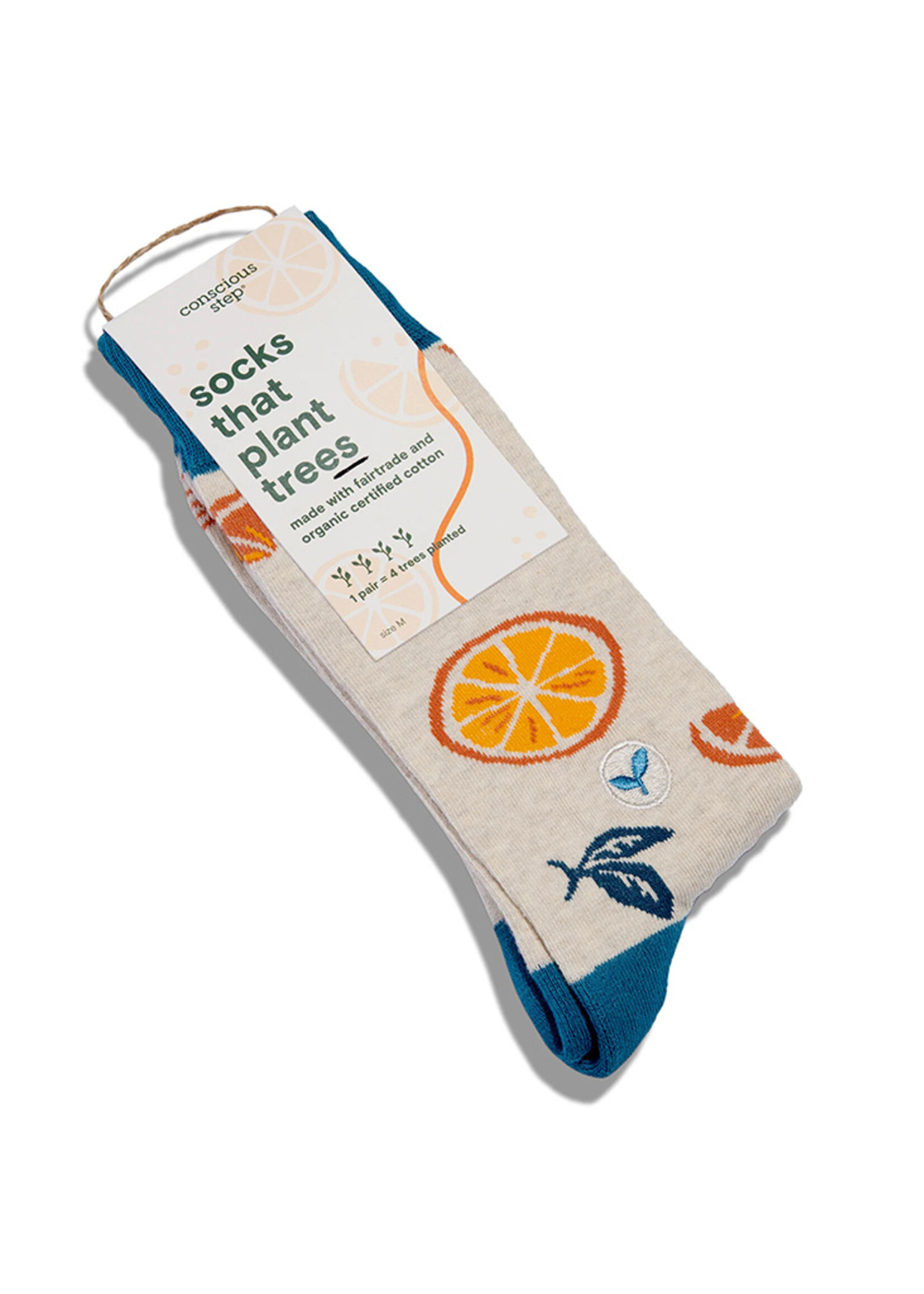 Conscious Step Women's Orange Slice Socks that Plant Trees