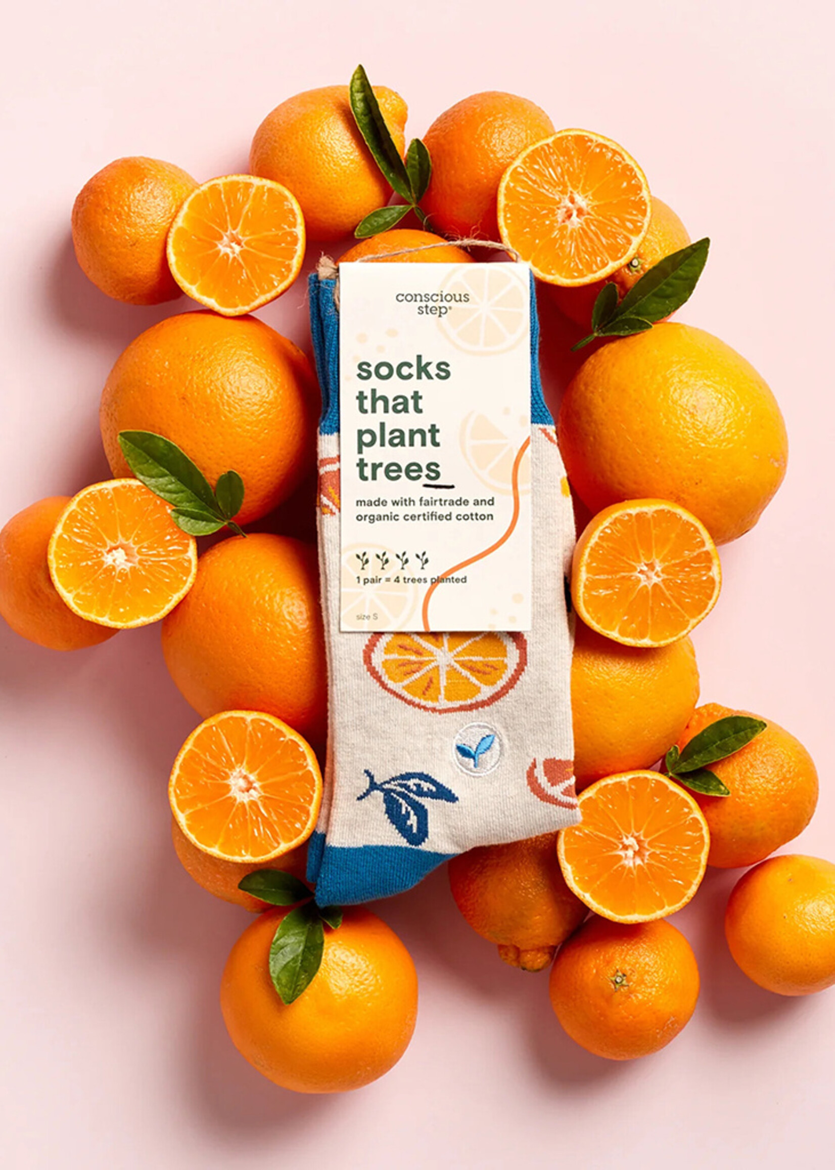 Conscious Step Women's Orange Slice Socks that Plant Trees