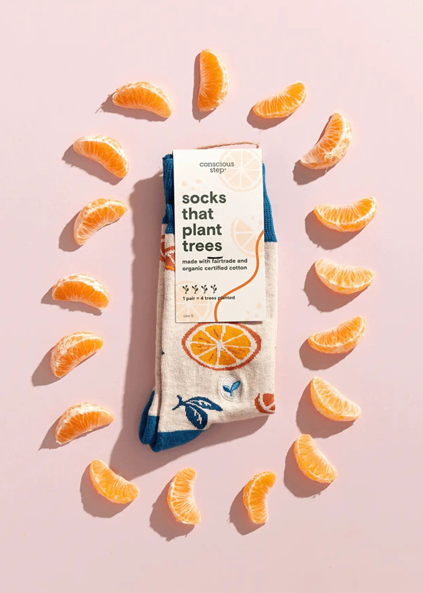 Conscious Step Women's Orange Slice Socks that Plant Trees