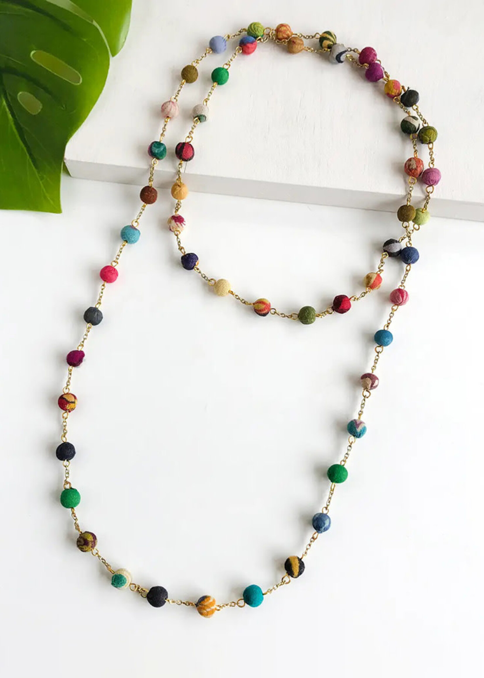 WorldFinds Long Dotted Kantha Necklace
