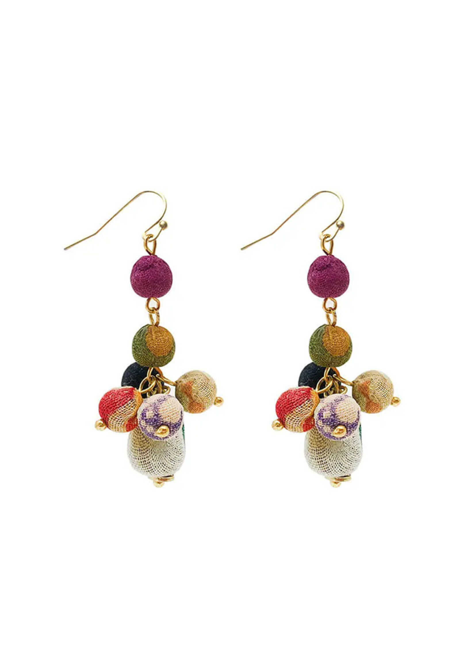 WorldFinds Kantha Tiered Droplet Earrings