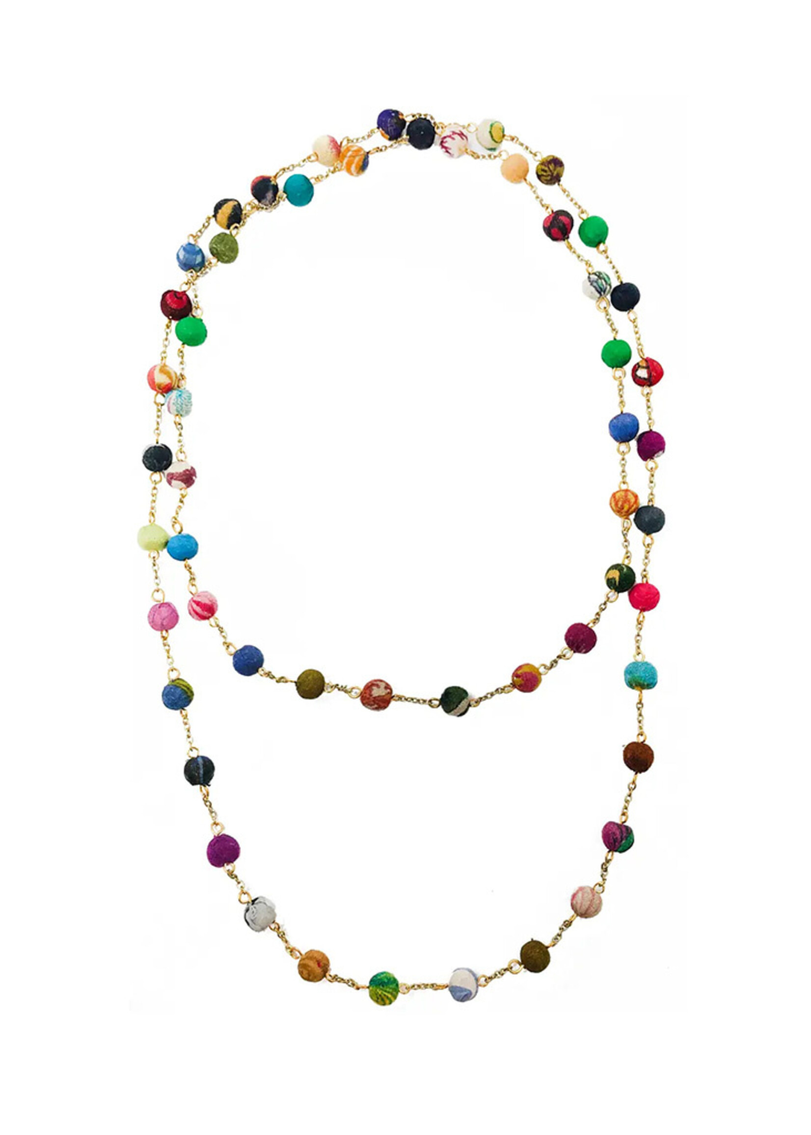 WorldFinds Long Dotted Kantha Necklace