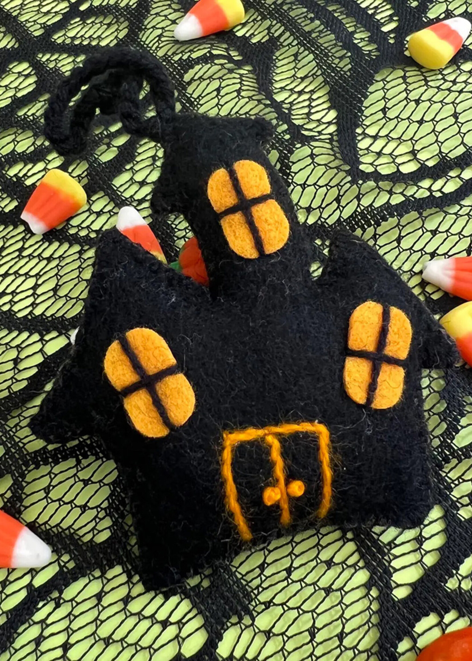 Ornaments 4 Orphans FINAL SALE - Halloween Haunted House Felt Ornament