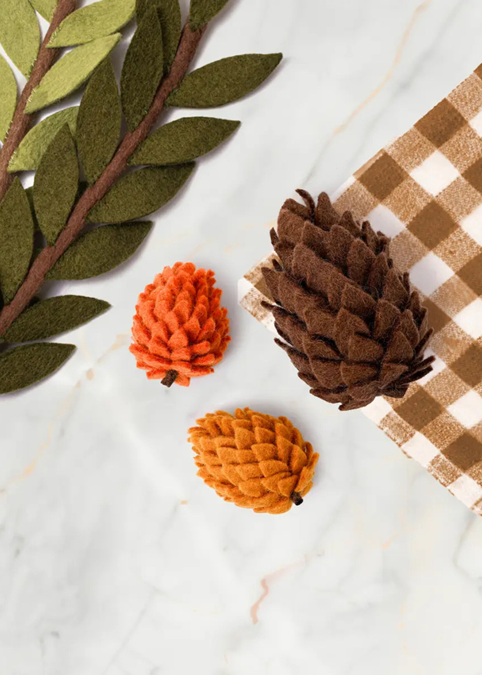 Global Goods Partners Felt Pine Cone Set