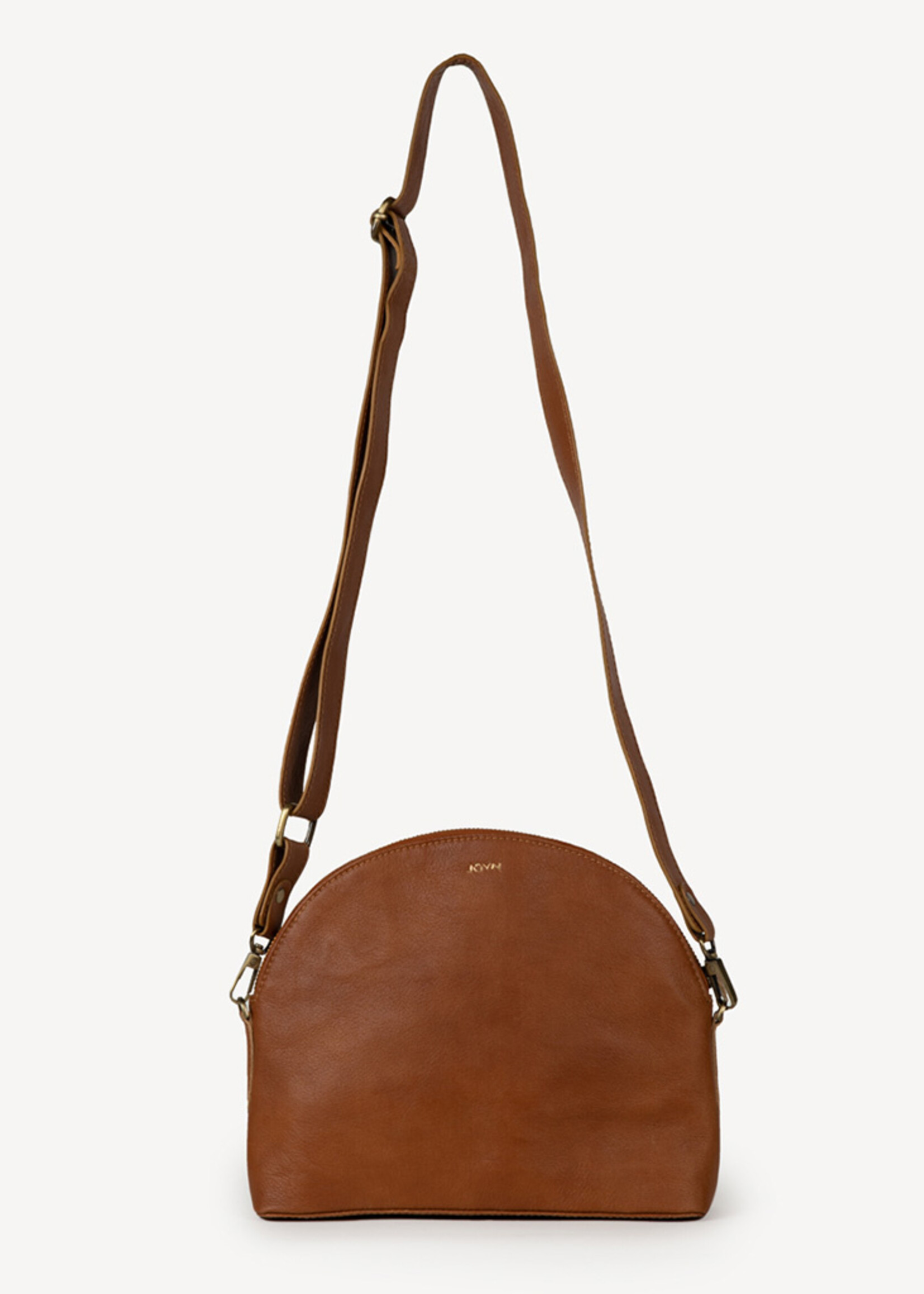 Joyn Halfmoon Camel Brown Leather Crossbody Bag