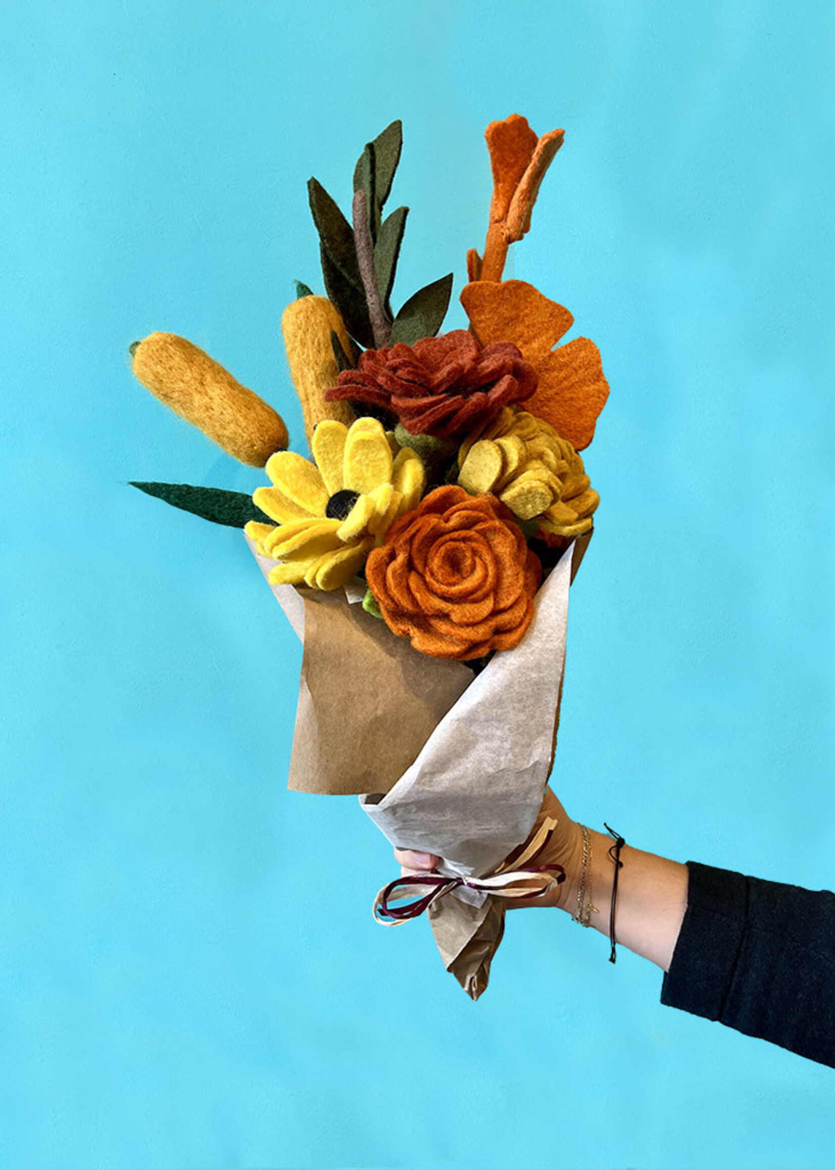 Global Goods Partners Autumn Abundance Felt Flower Bouquet