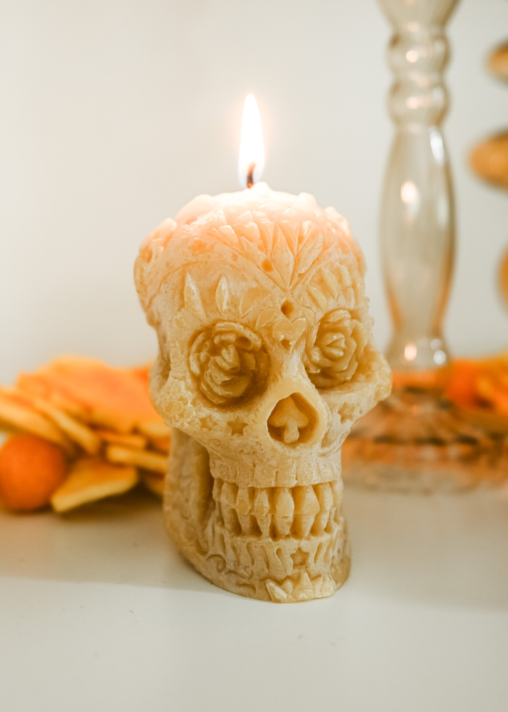 Sugar Skull Beeswax Candle