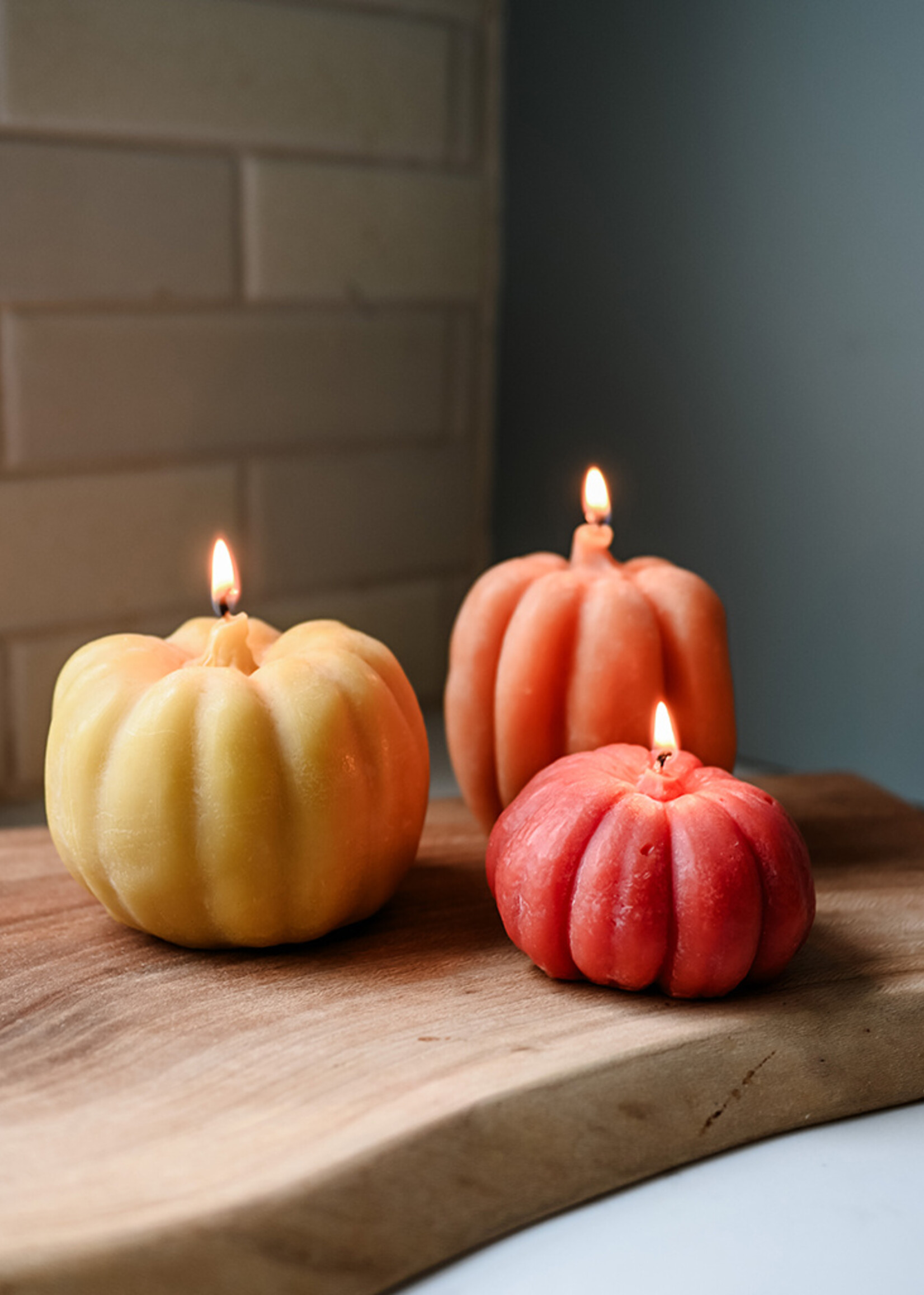 Small Beeswax Pumpkin Candle