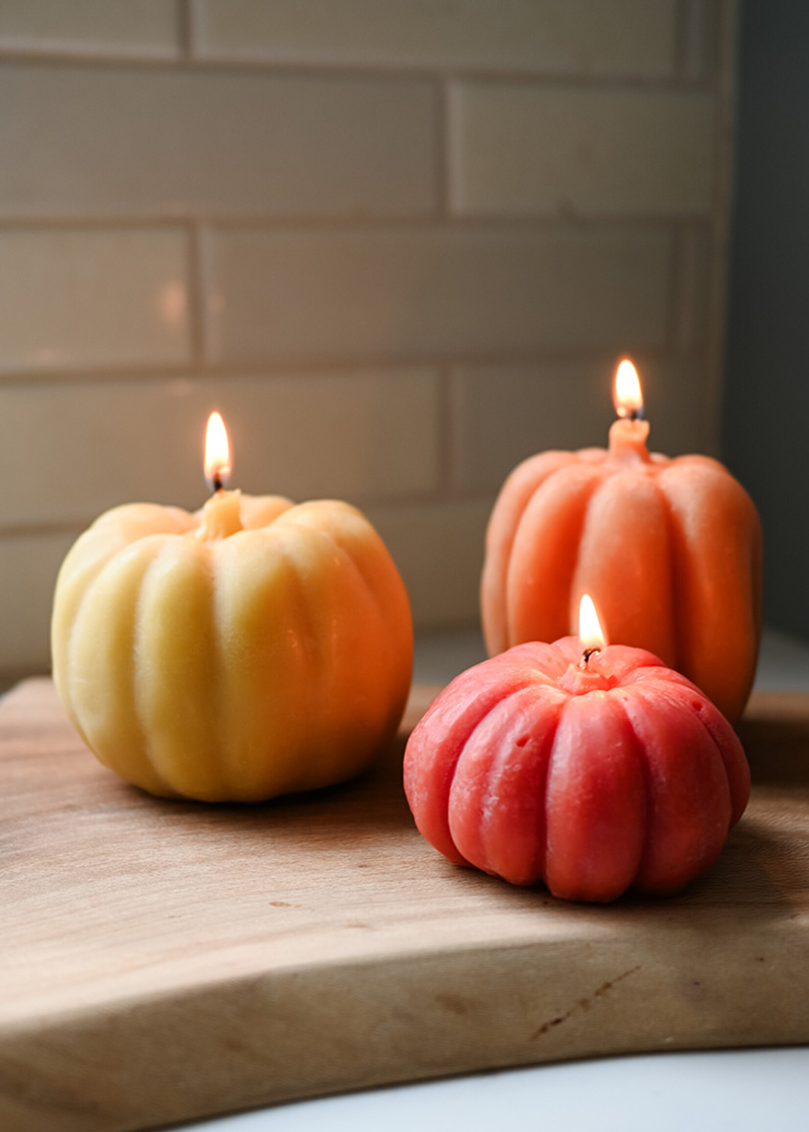 Small Beeswax Pumpkin Candle