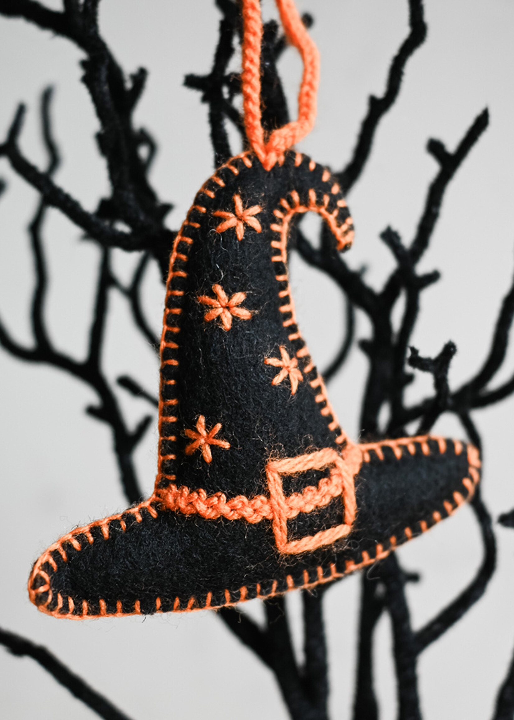 Ornaments 4 Orphans FINAL SALE - Halloween Witch Hat Felt Ornament