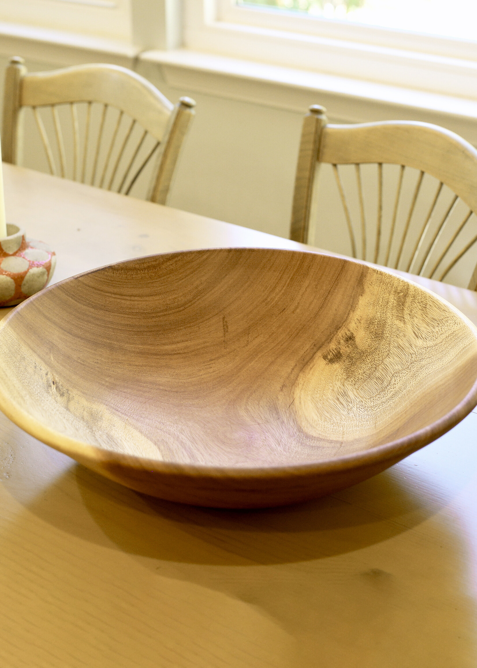 African Modern 17-18in Mahogany Wood Bowl