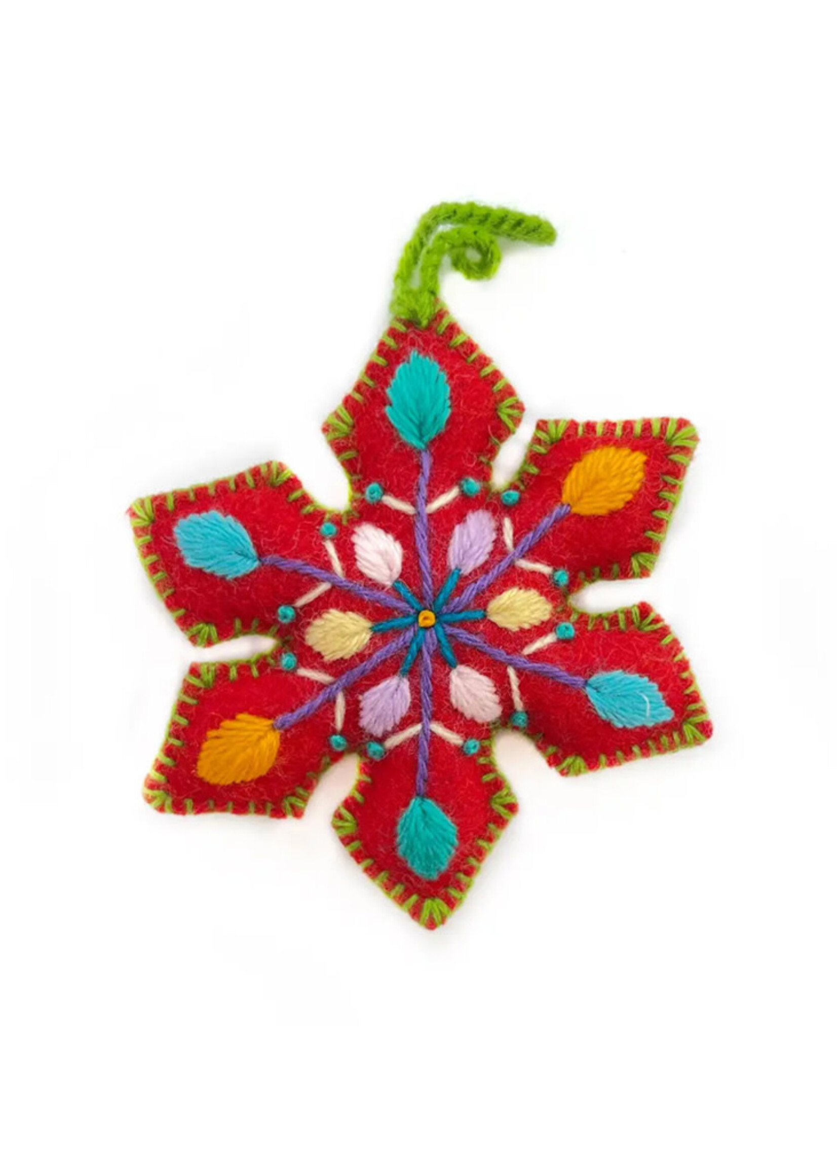 Ornaments 4 Orphans Embroidered Snowflake Ornament - Red