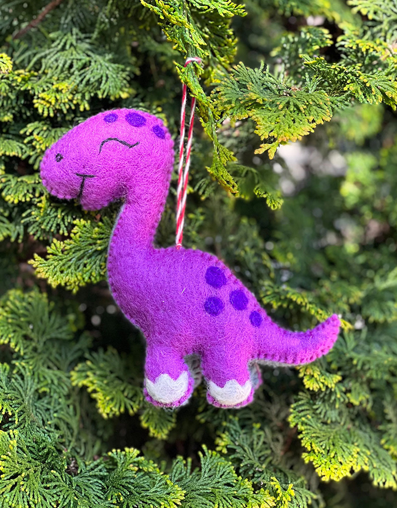 Handcrafted Purple Felt Apatosaurus Ornament