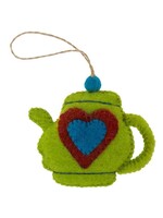 Global Groove Life Felt Tea Pot Ornament - Avocado Green