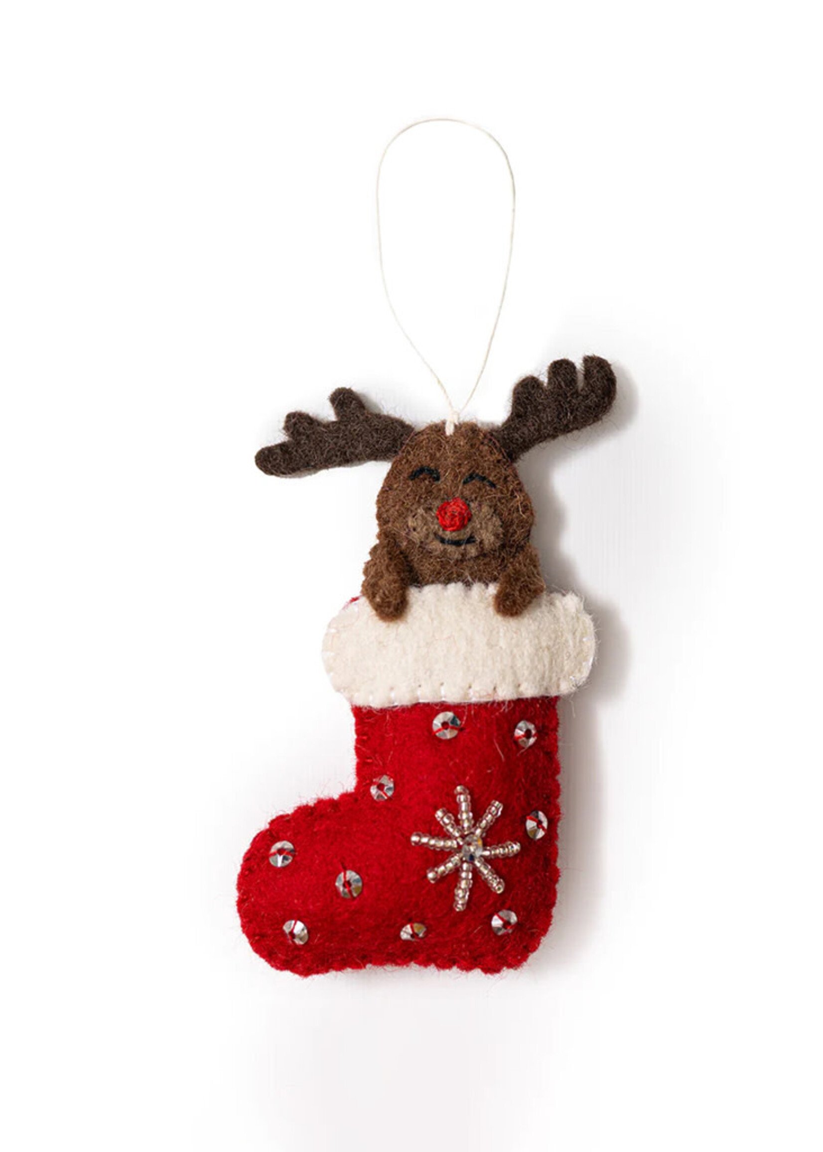 Global Goods Partners Felt Stocking Reindeer Ornament