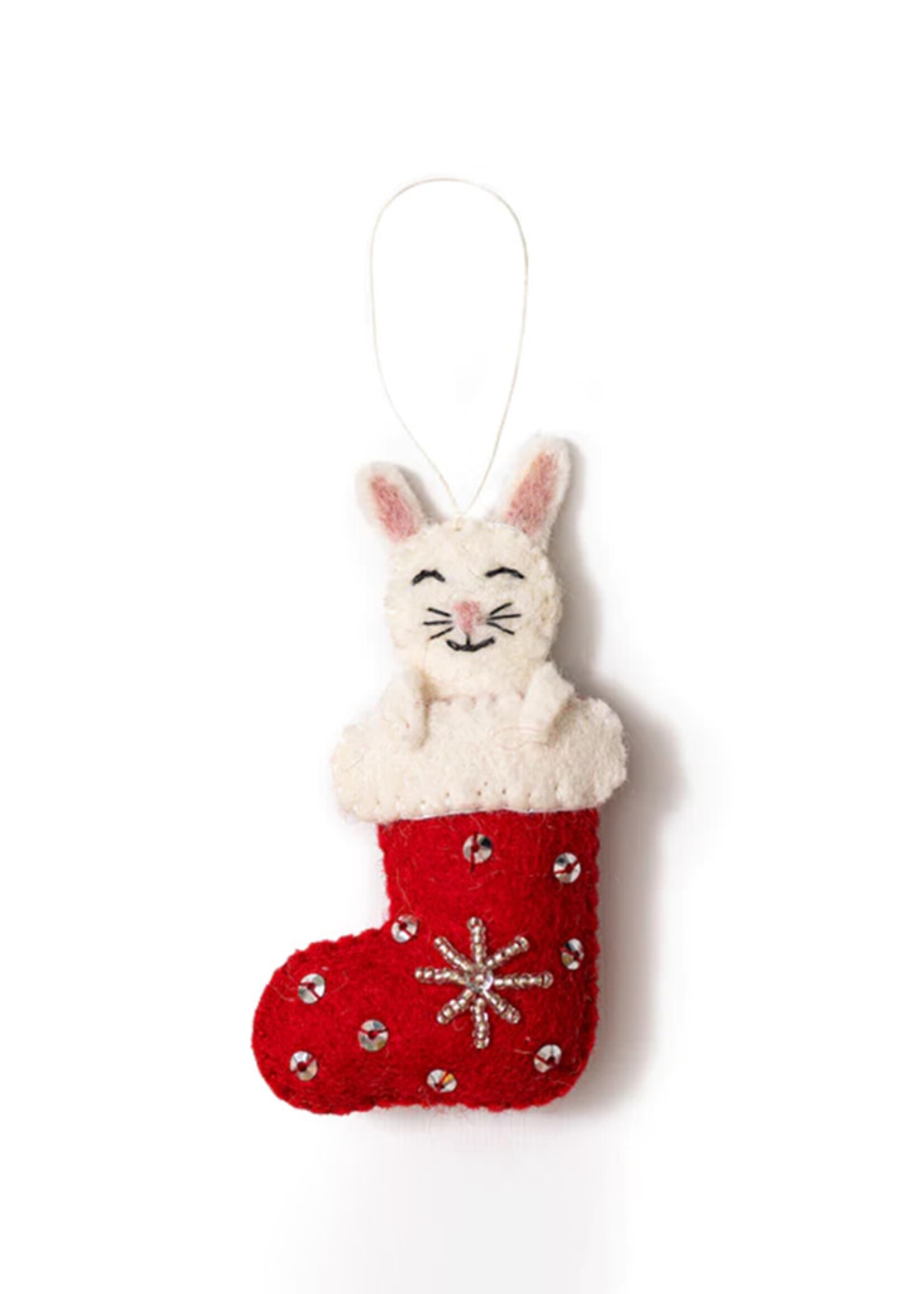 Global Goods Partners FINAL SALE - Felt Stocking Bunny Ornament