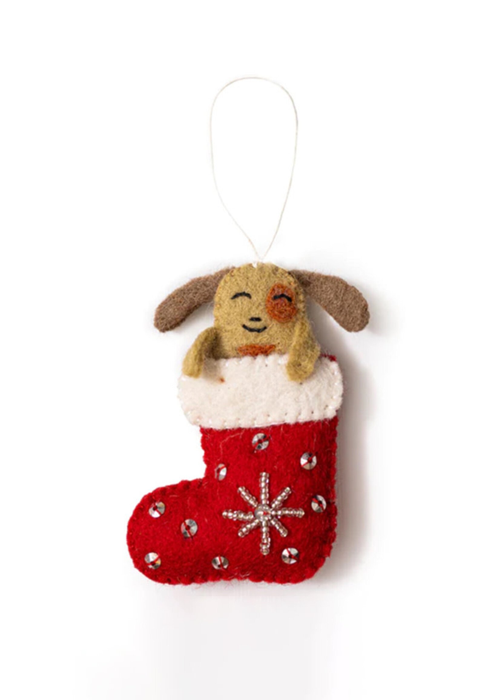 Global Goods Partners Felt Stocking Dog Ornament