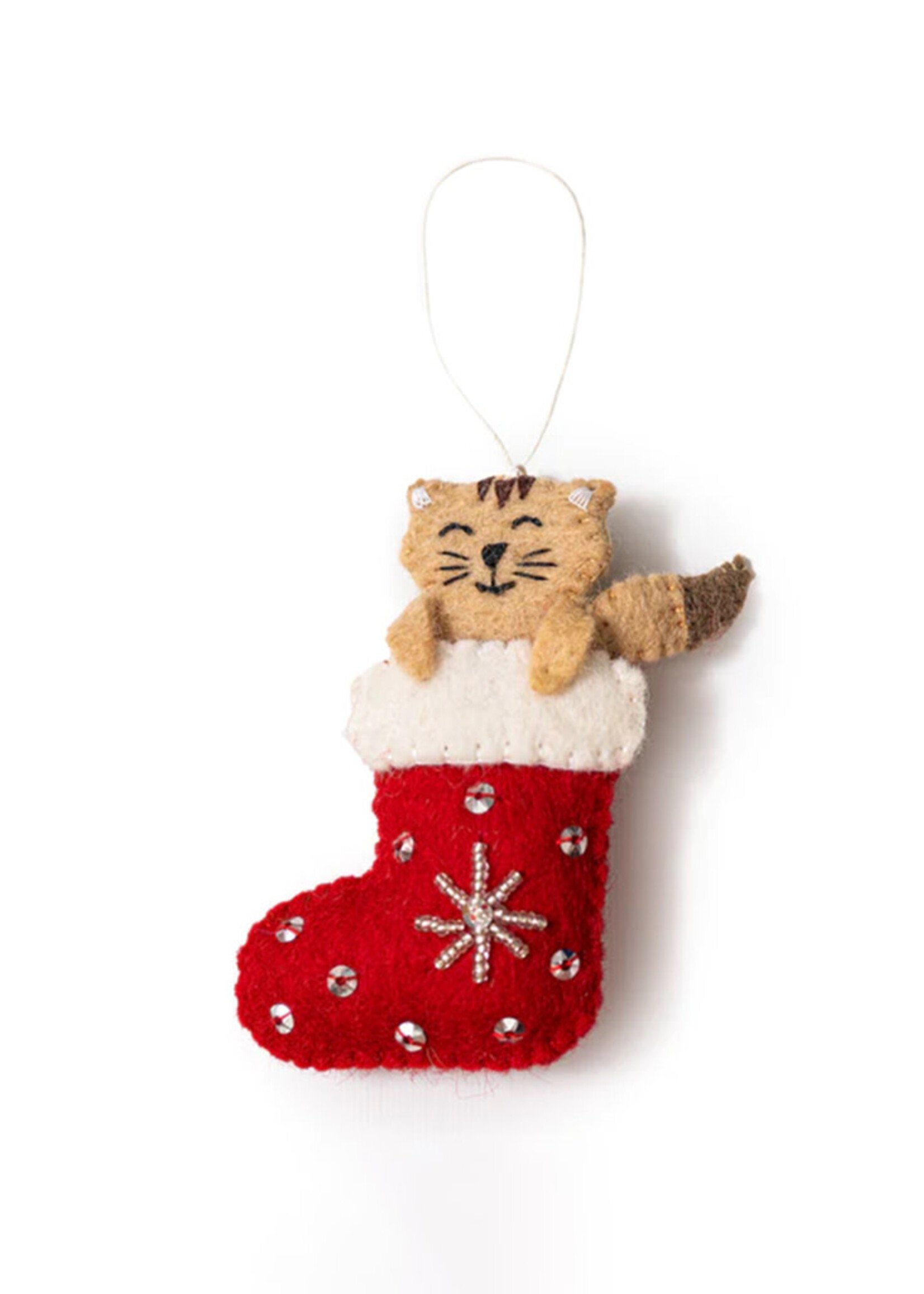 Global Goods Partners Felt Stocking Cat Ornament