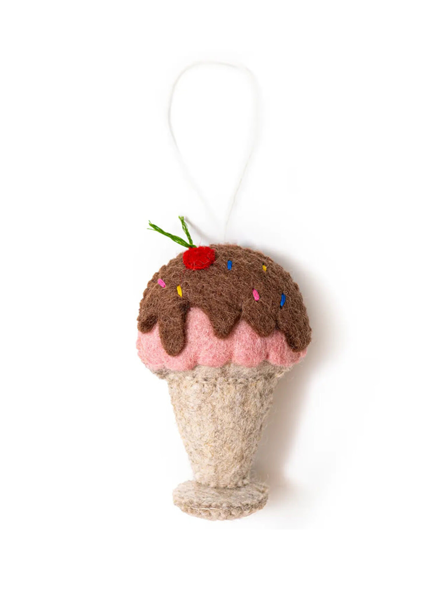 Global Goods Partners FINAL SALE - Felt Ice Cream Sundae Ornament