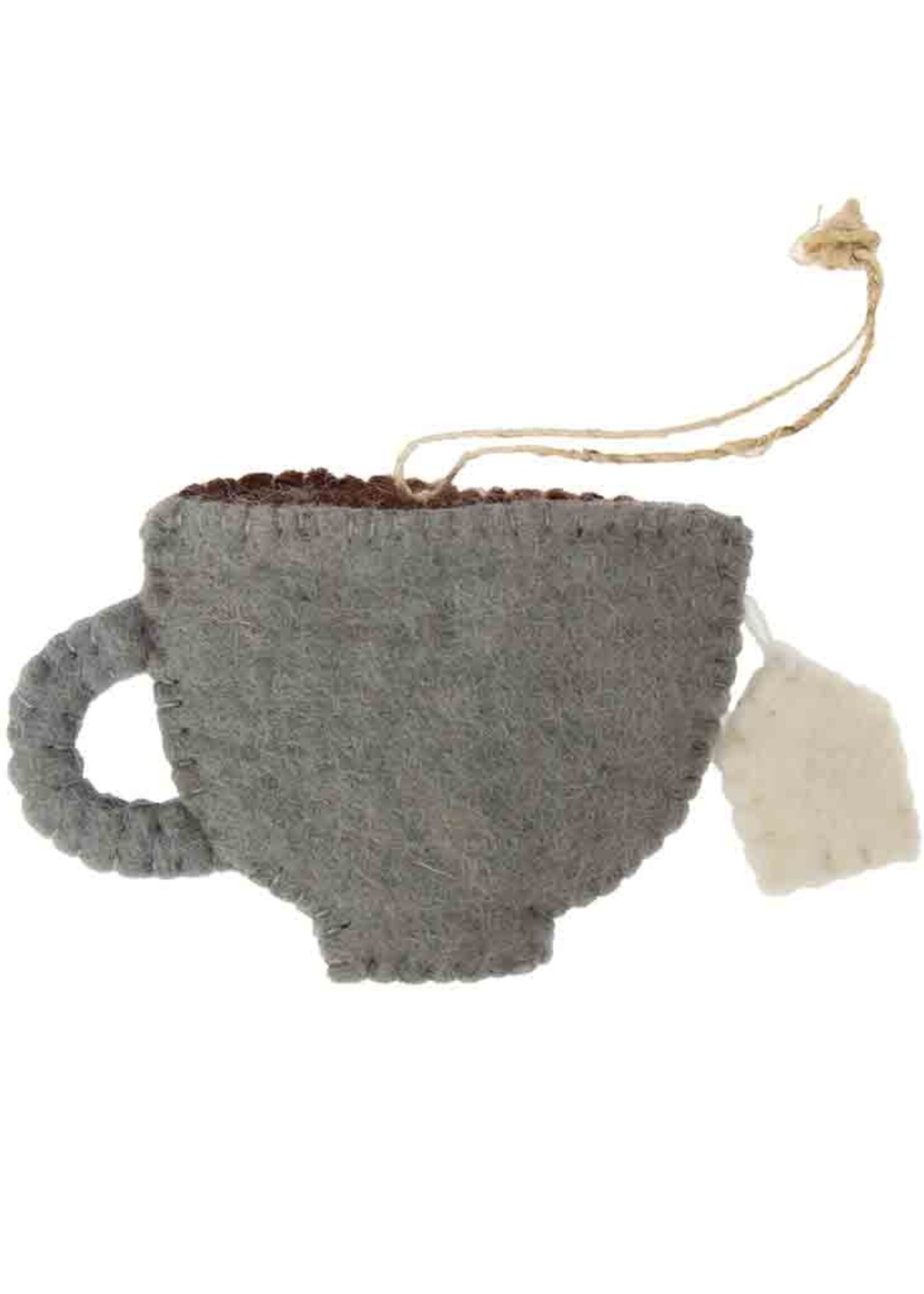 Global Groove Life Felt Tea Cup Ornament - Turquoise Heart