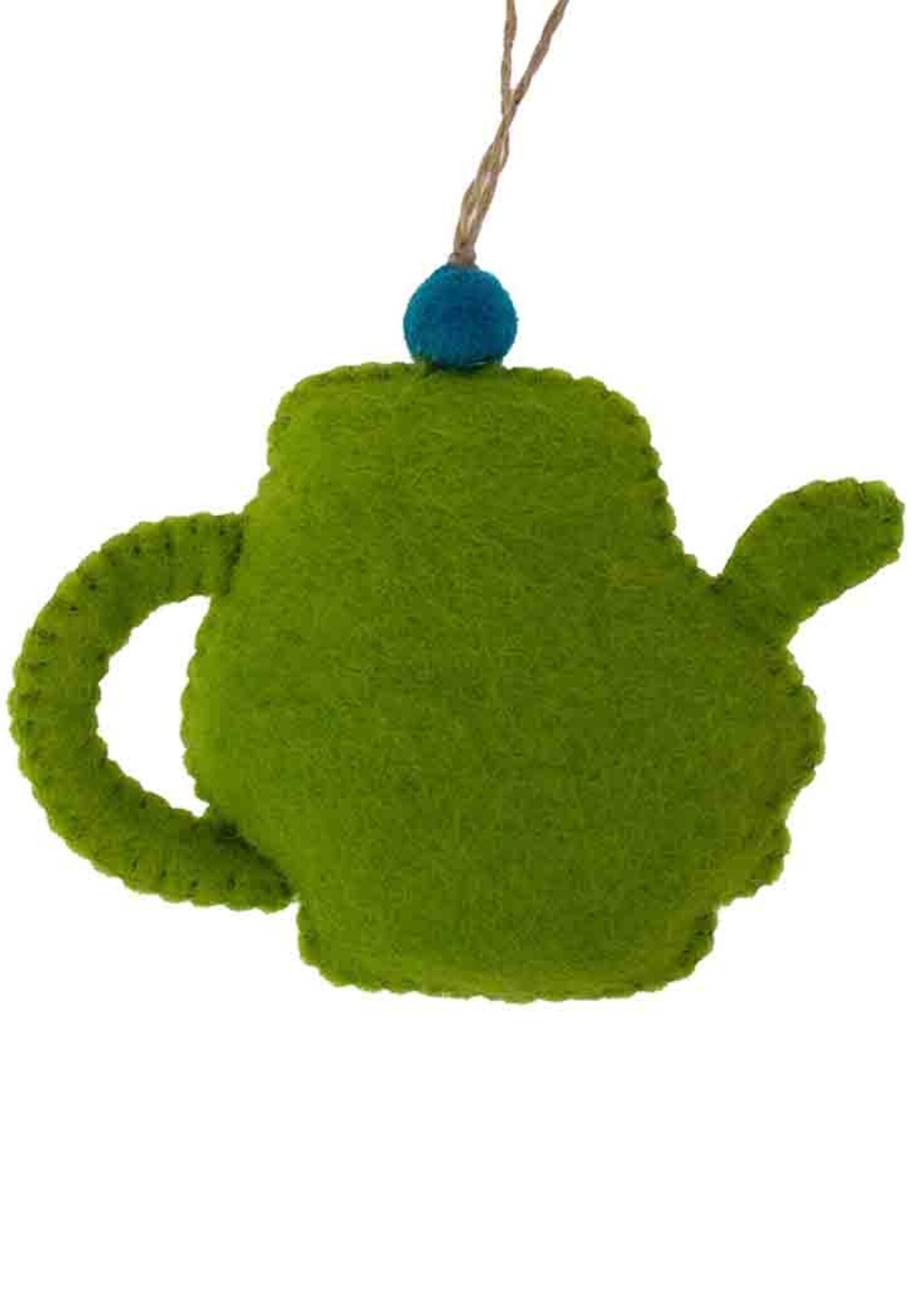 Global Groove Life Felt Tea Pot Ornament - Avocado Green