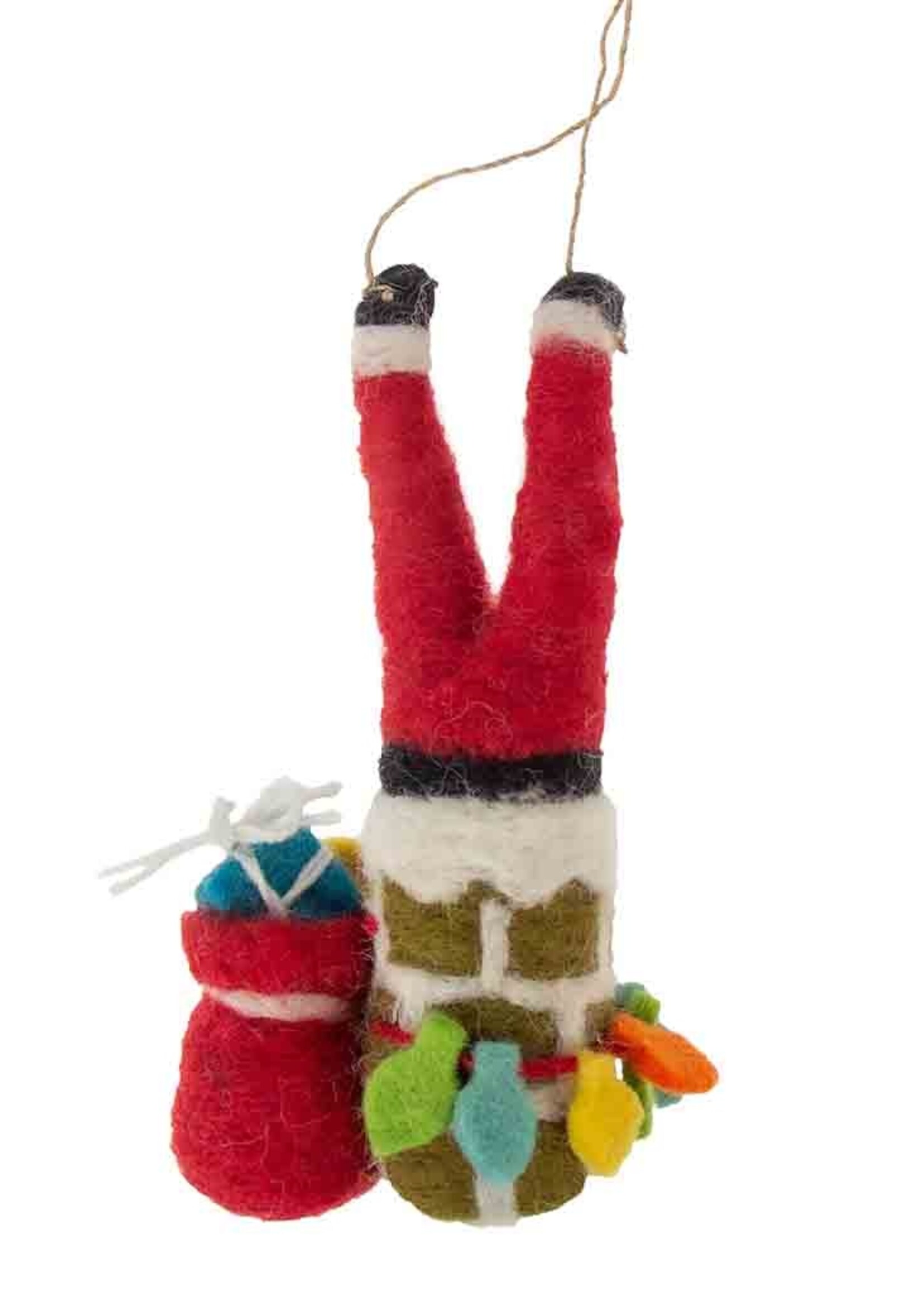 Global Groove Life Felt Up on the Roof Santa Ornament