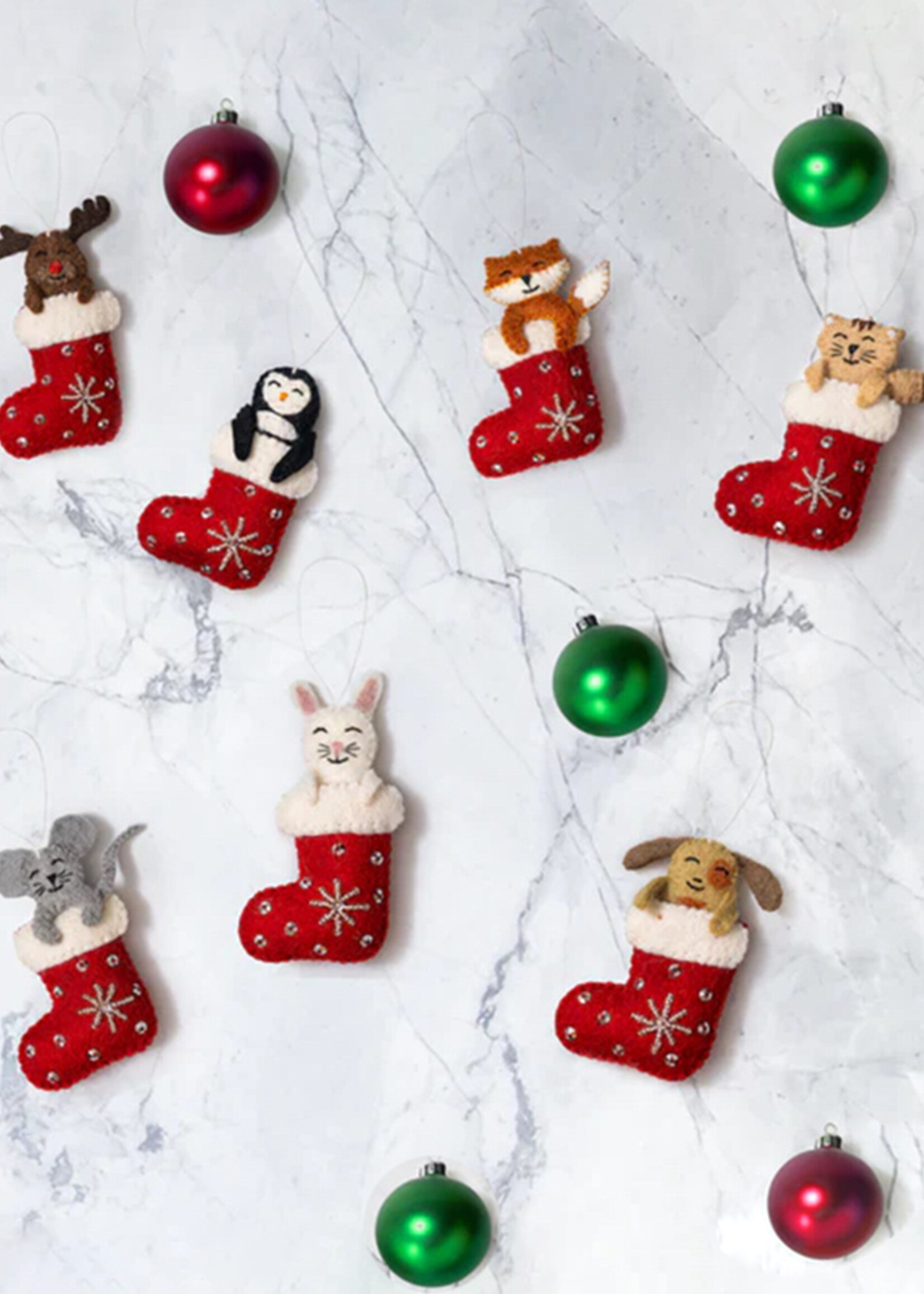 Global Goods Partners FINAL SALE - Felt Stocking Bunny Ornament